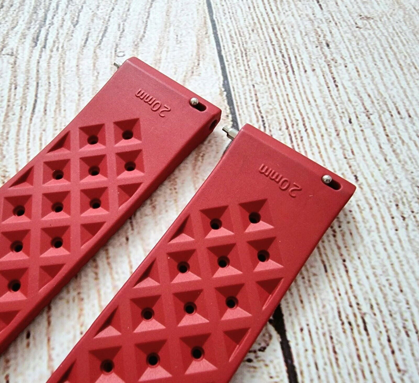 Premium FKM Rubber Watch Strap Band Quick Release Diver 22mm Red Mens Two Piece - Wrist Envy