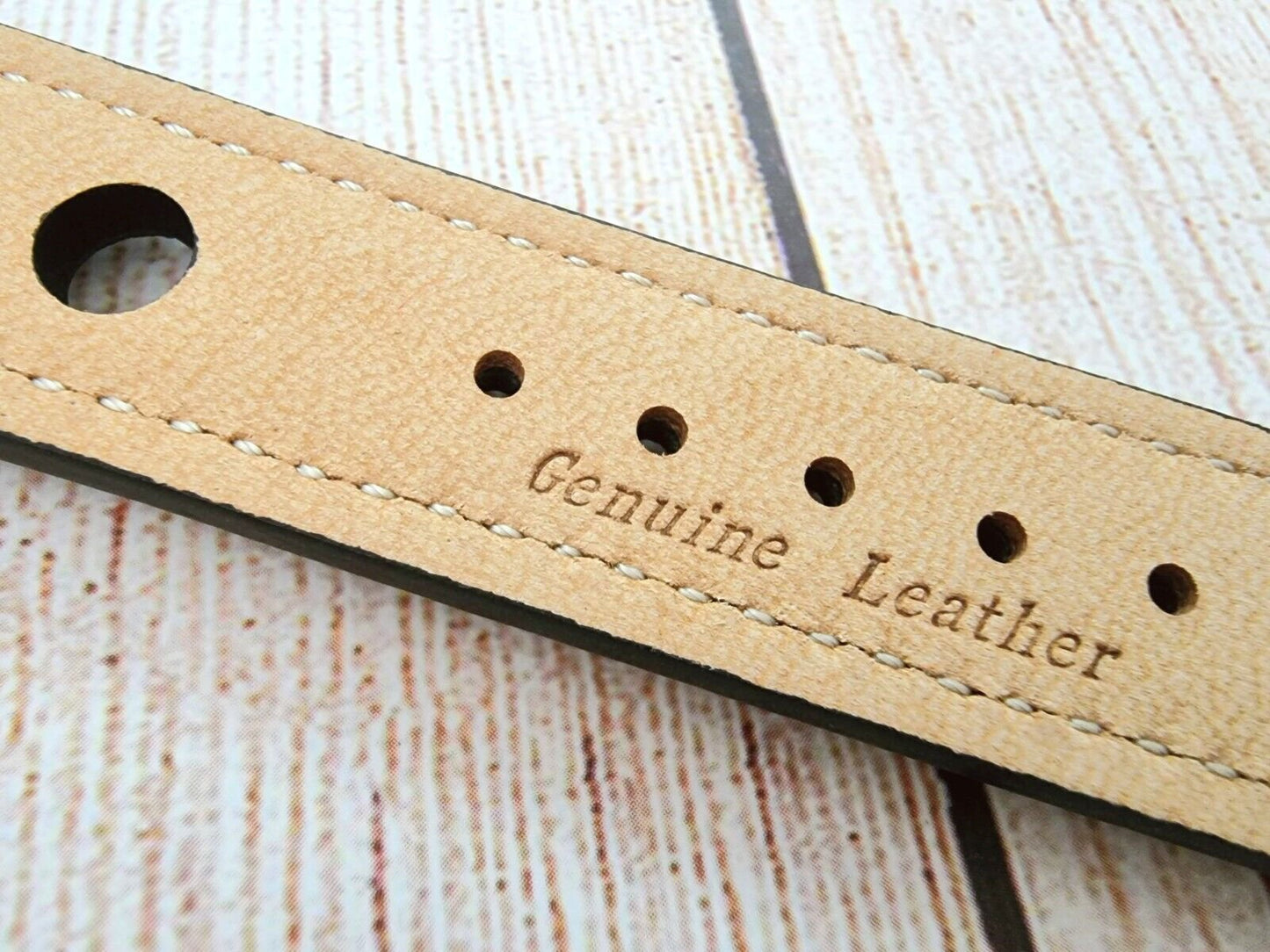 Premium Leather Hole Punched Watch Strap Band 18mm 20mm 22mm 24mm Flat Black Red - Wrist Envy