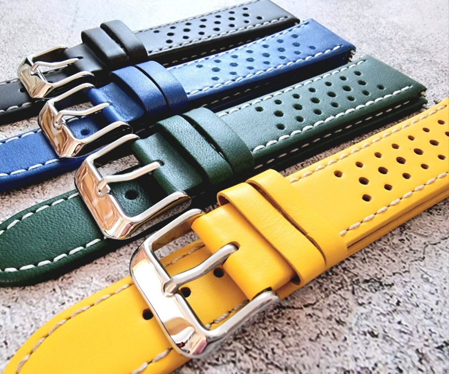 Premium Leather Rally Watch Strap 18mm 20mm 22mm 24mm - Wrist Envy