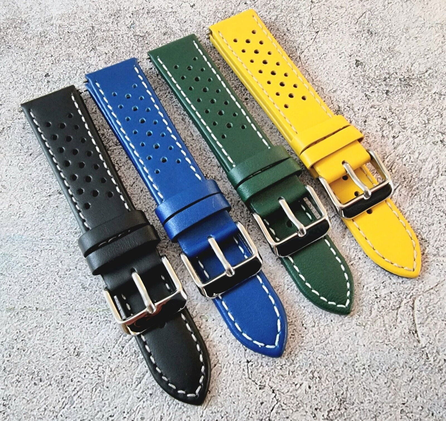 Premium Leather Rally Watch Strap 18mm 20mm 22mm 24mm - Wrist Envy