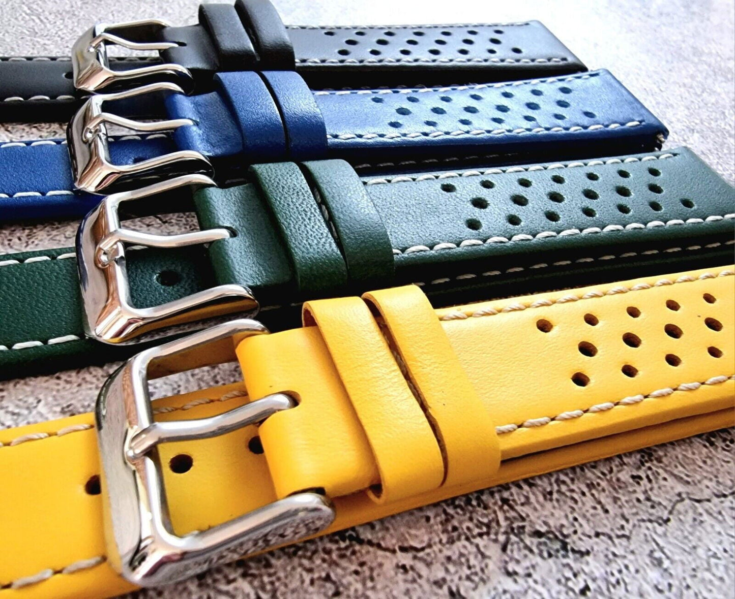 Premium Leather Rally Watch Strap 18mm 20mm 22mm 24mm - Wrist Envy