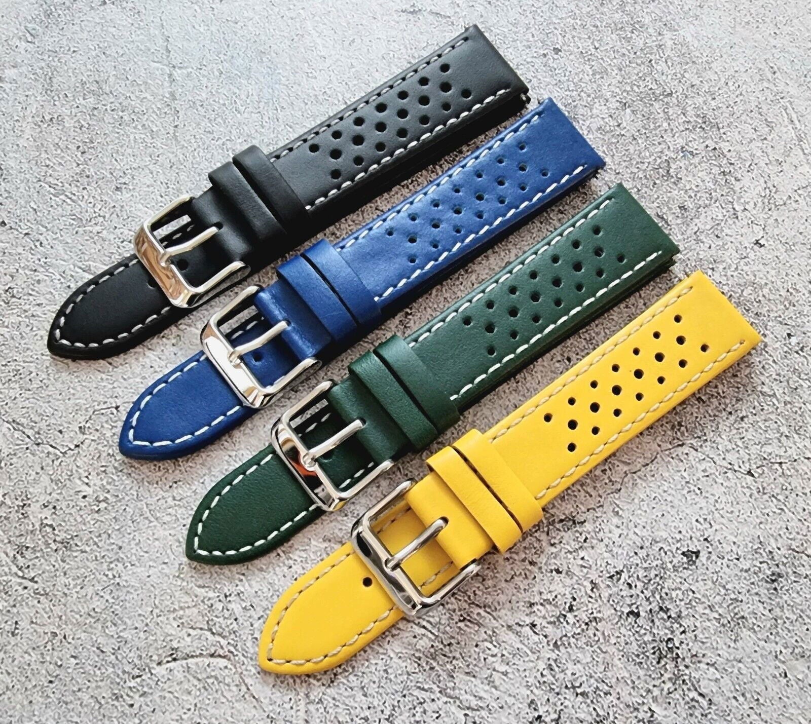 Premium Leather Rally Watch Strap 18mm 20mm 22mm 24mm - Wrist Envy