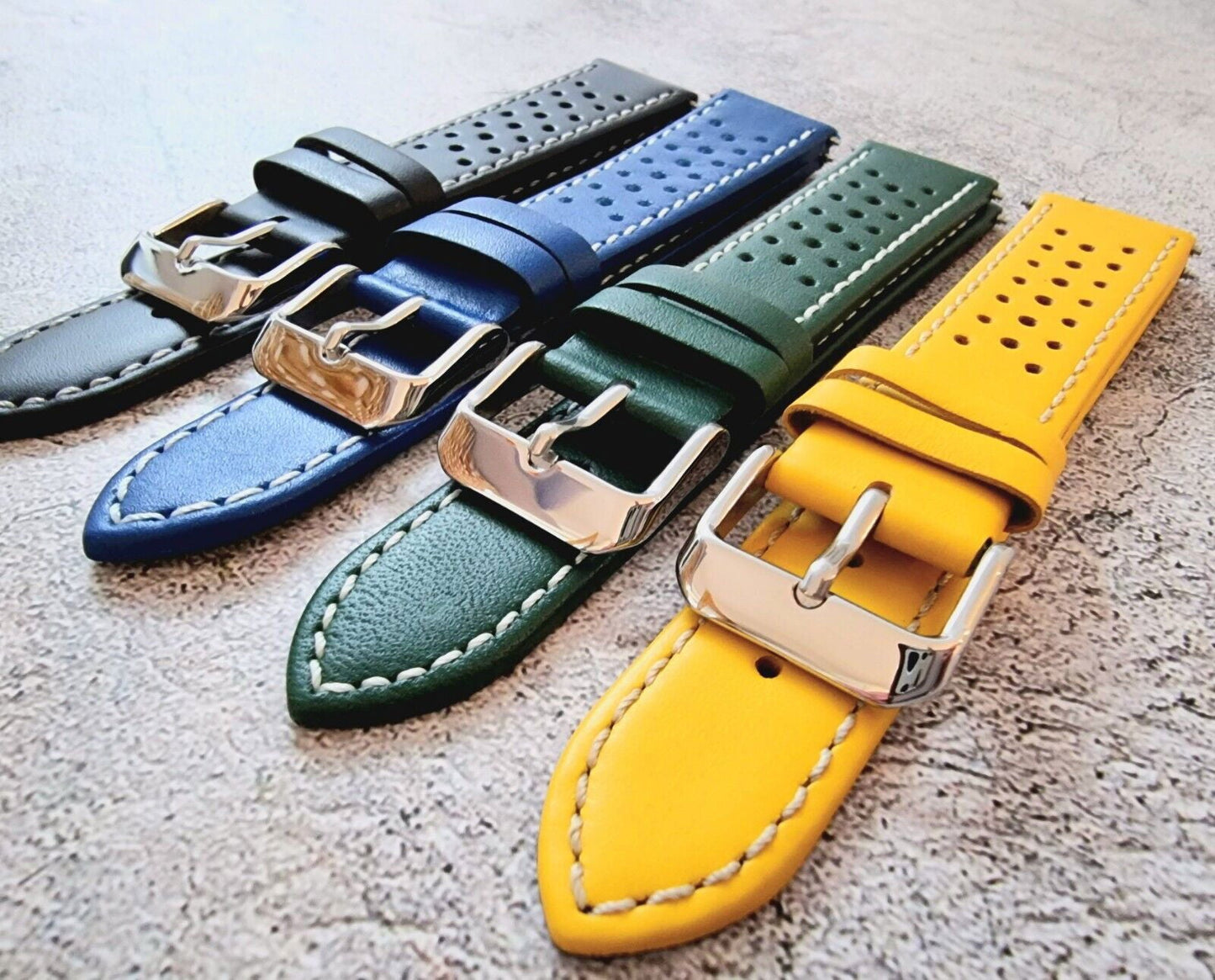 Premium Leather Rally Watch Strap 18mm 20mm 22mm 24mm - Wrist Envy