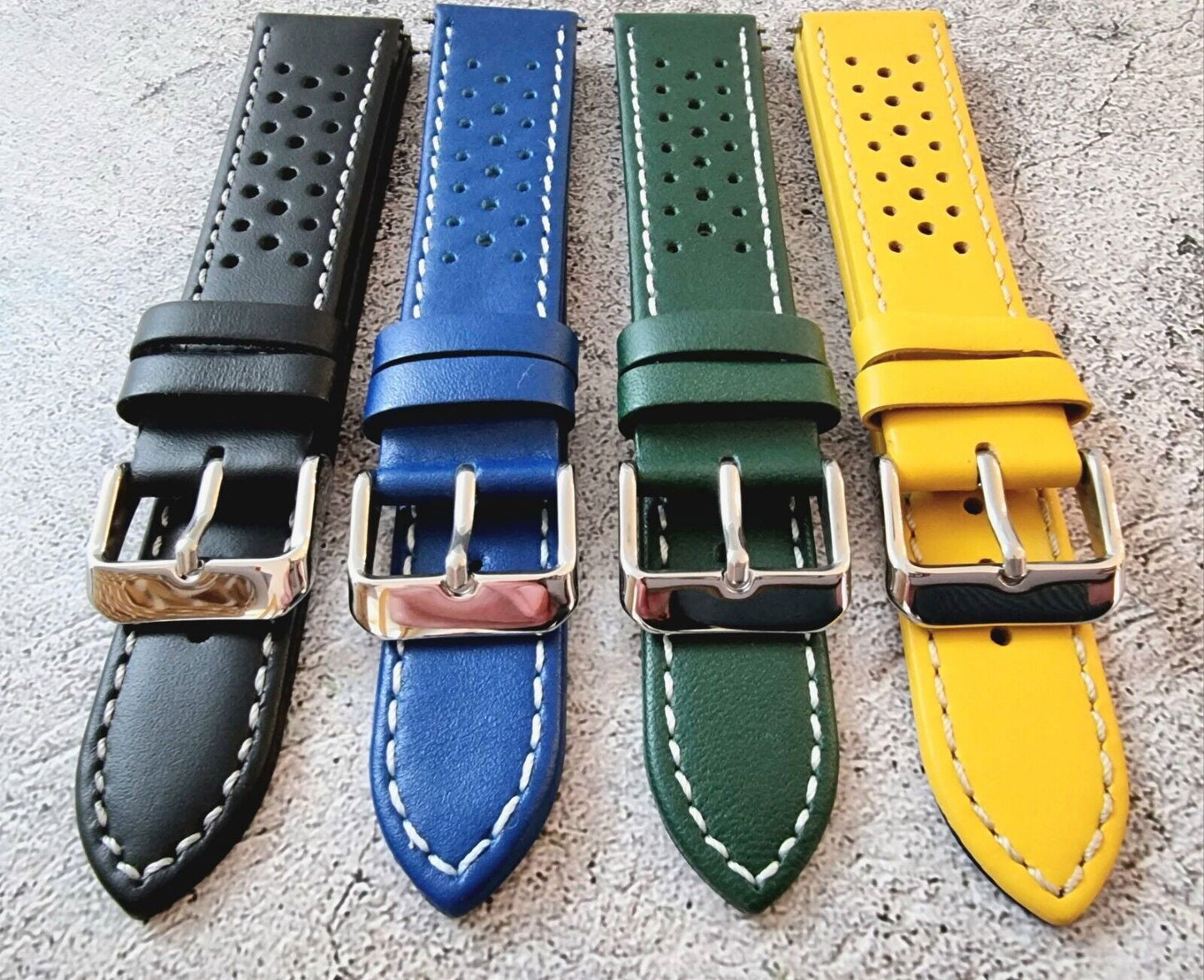 Premium Leather Rally Watch Strap 18mm 20mm 22mm 24mm - Wrist Envy
