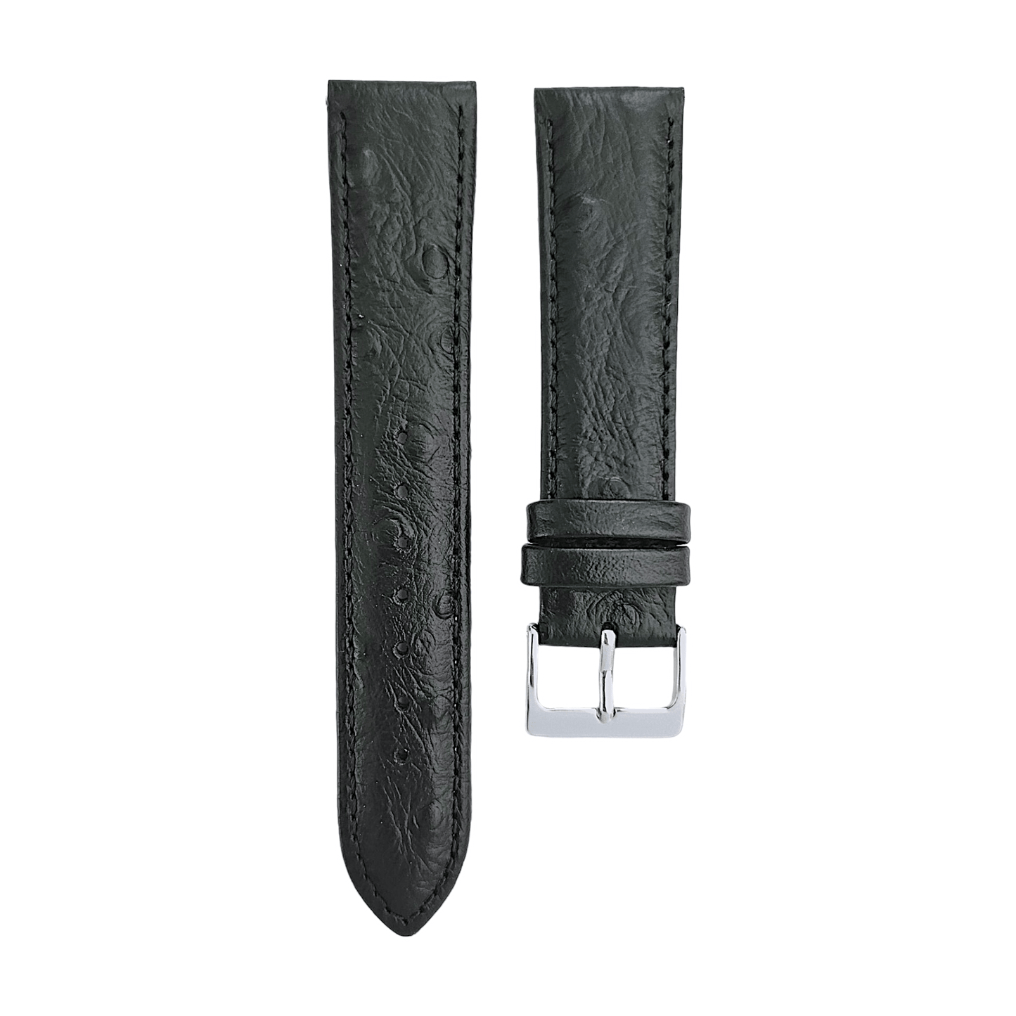 Premium Ostrich Grain Watch Strap Genuine Leather Red Brown Blue Black 18mm 20mm - Wrist Envy
