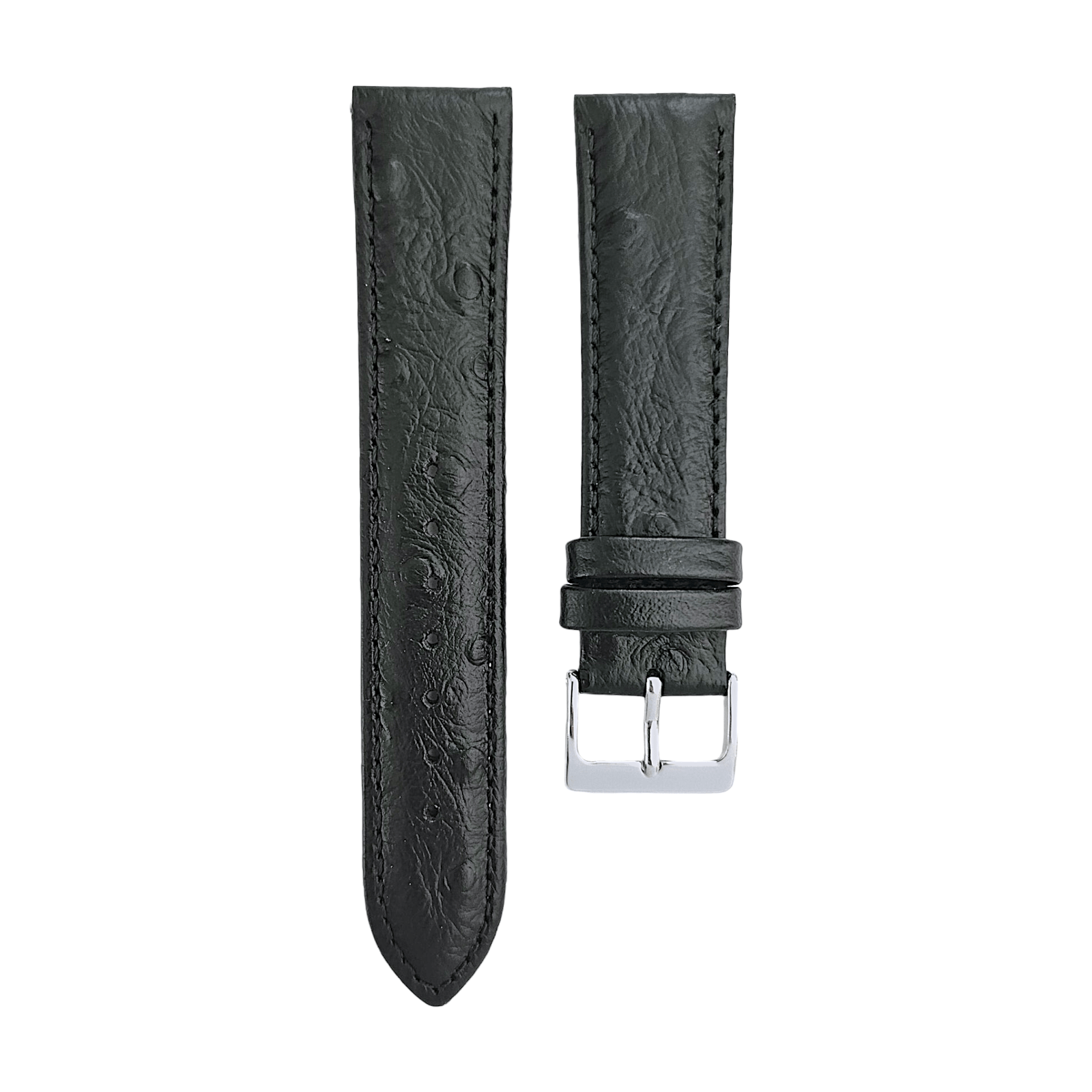 Premium Ostrich Grain Watch Strap Genuine Leather Red Brown Blue Black 18mm 20mm - Wrist Envy