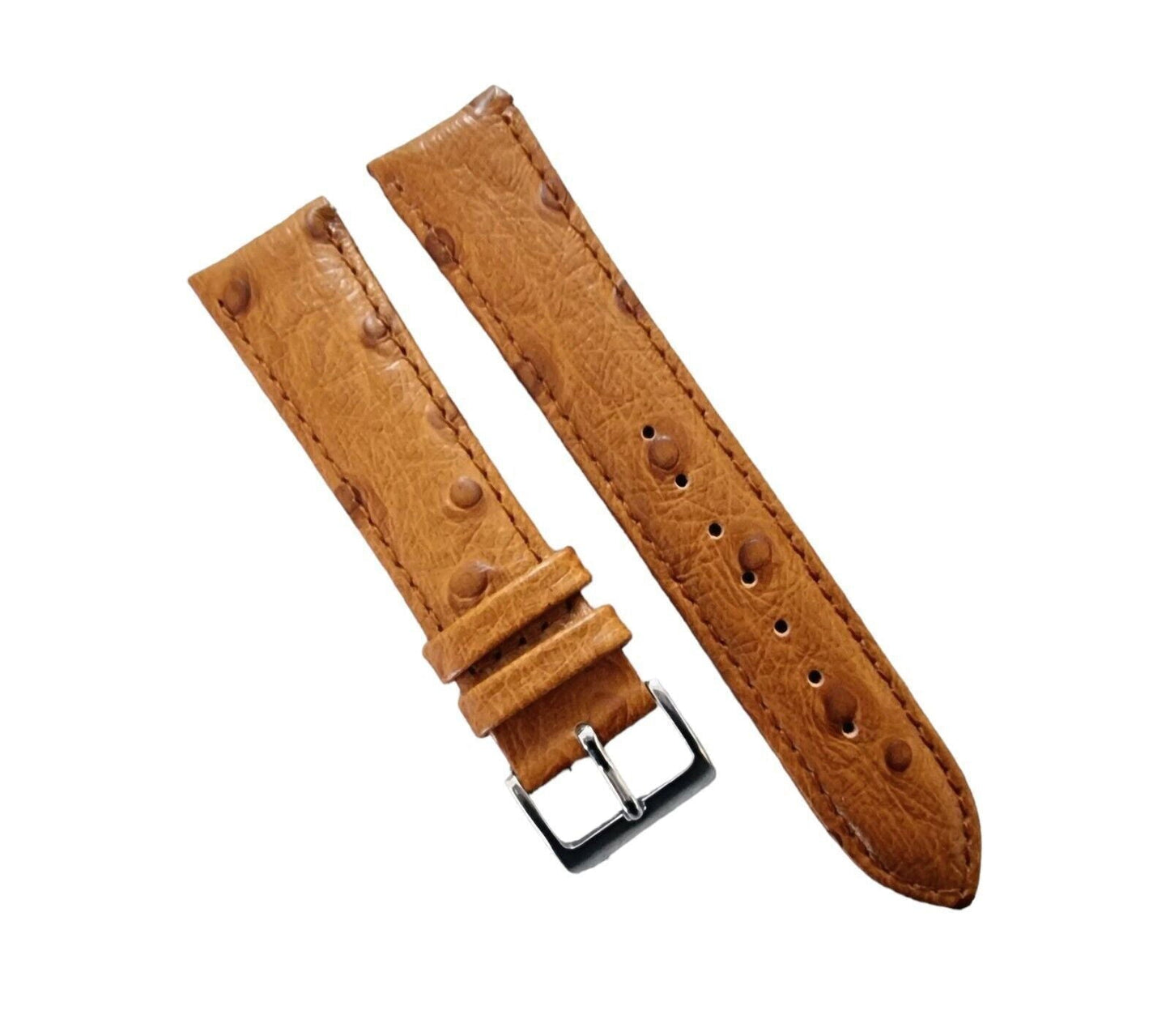 Premium Ostrich Grain Watch Strap Genuine Leather Red Brown Blue Black 18mm 20mm - Wrist Envy