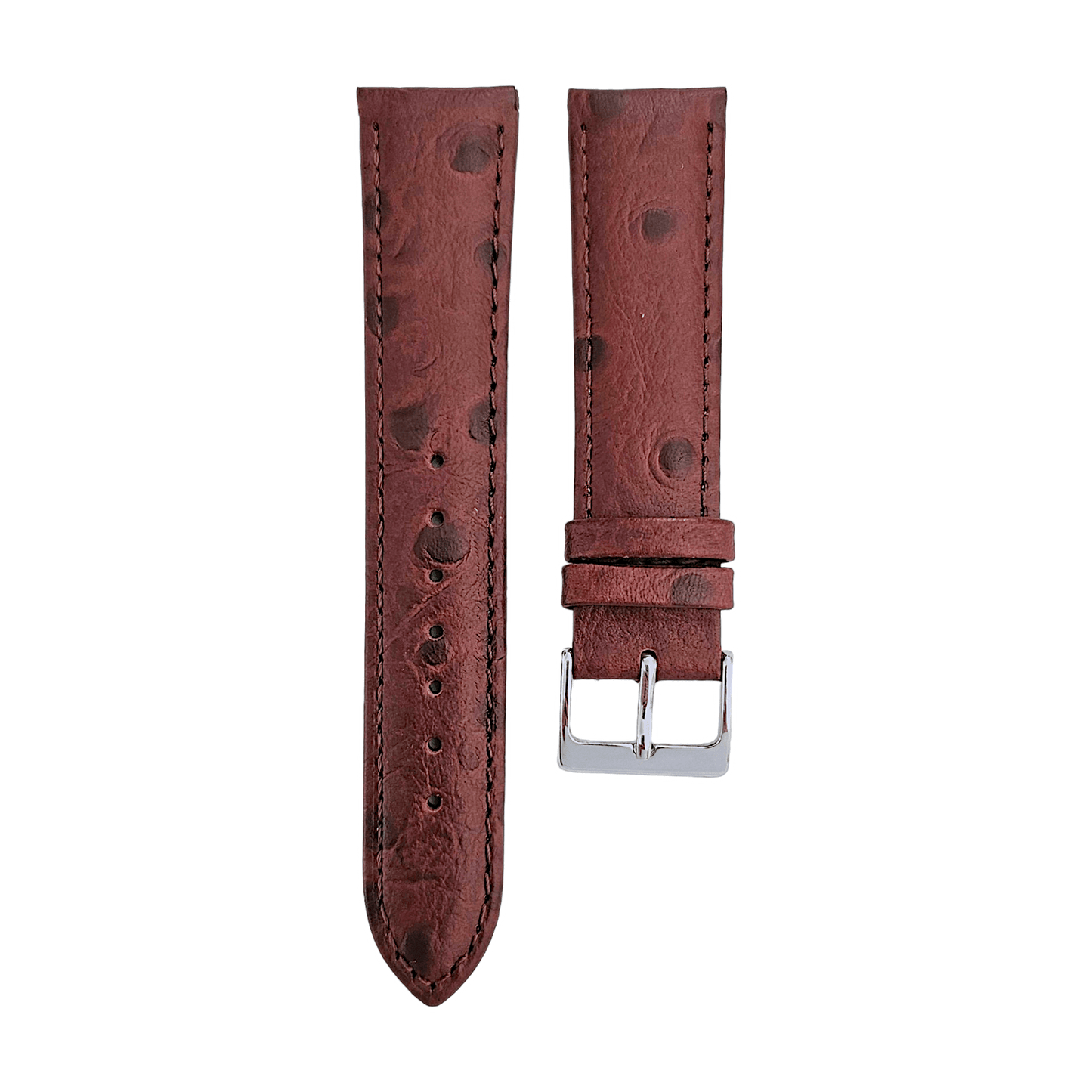 Premium Ostrich Grain Watch Strap Genuine Leather Red Brown Blue Black 18mm 20mm - Wrist Envy