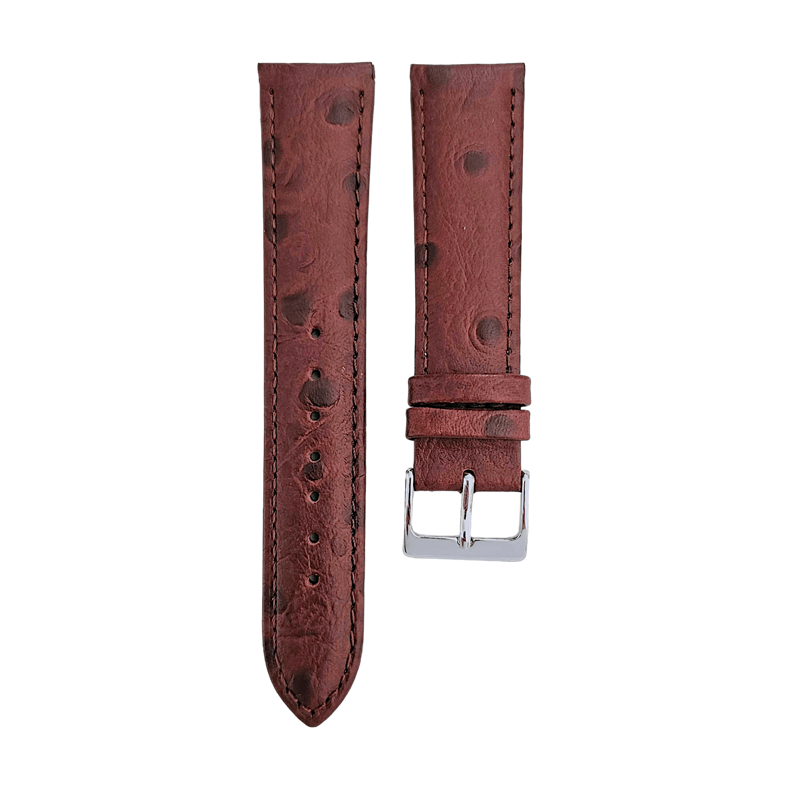 Premium Ostrich Grain Watch Strap Genuine Leather Red Brown Blue Black 18mm 20mm - Wrist Envy