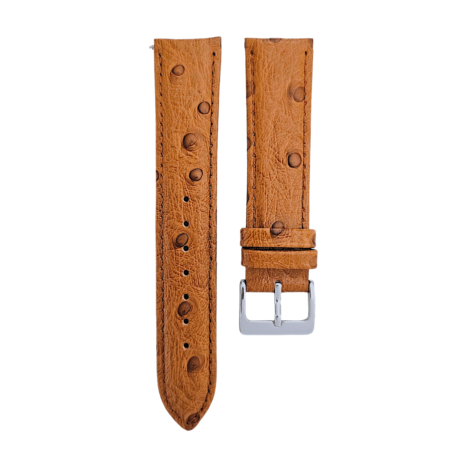 Premium Ostrich Grain Watch Strap Genuine Leather Red Brown Blue Black 18mm 20mm - Wrist Envy