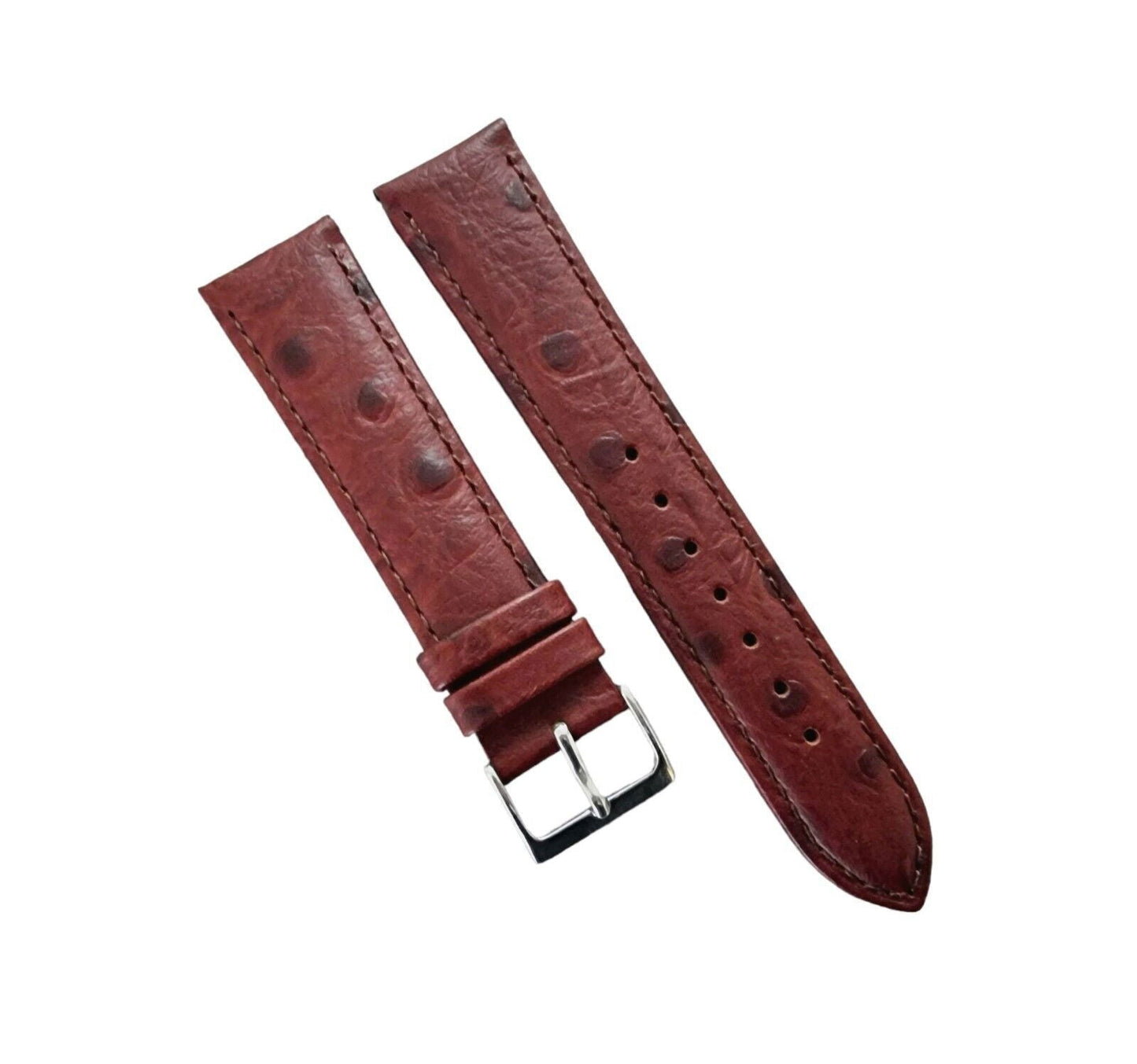 Premium Ostrich Grain Watch Strap Genuine Leather Red Brown Blue Black 18mm 20mm - Wrist Envy