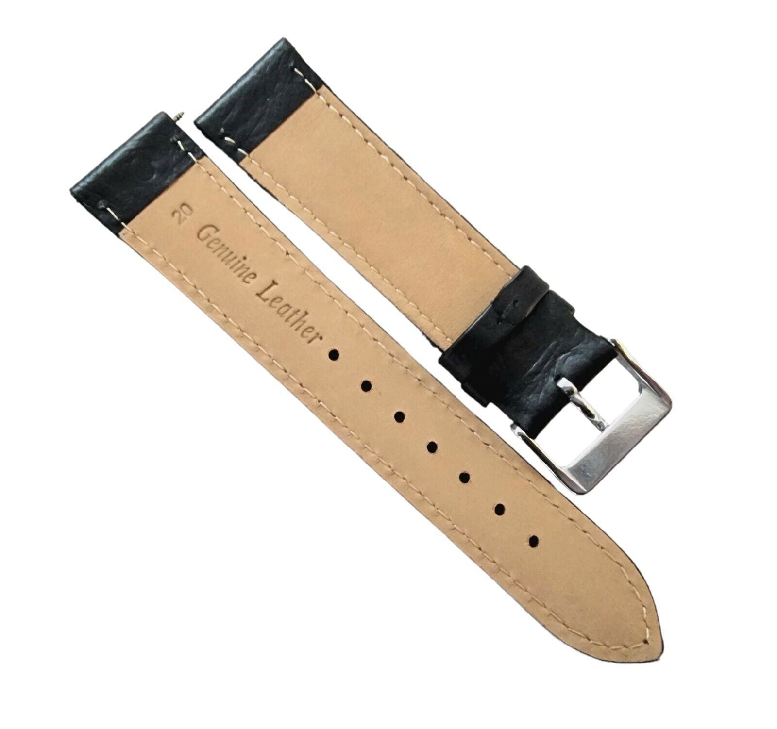 Premium Ostrich Grain Watch Strap Genuine Leather Red Brown Blue Black 18mm 20mm - Wrist Envy