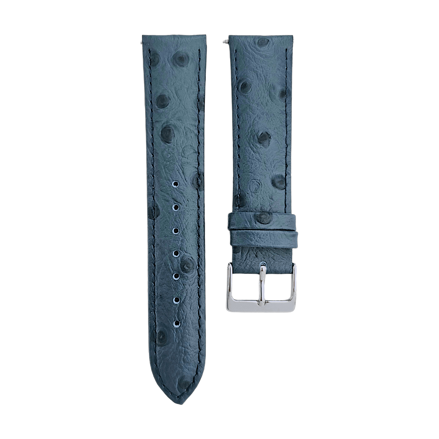 Premium Ostrich Grain Watch Strap Genuine Leather Red Brown Blue Black 18mm 20mm - Wrist Envy