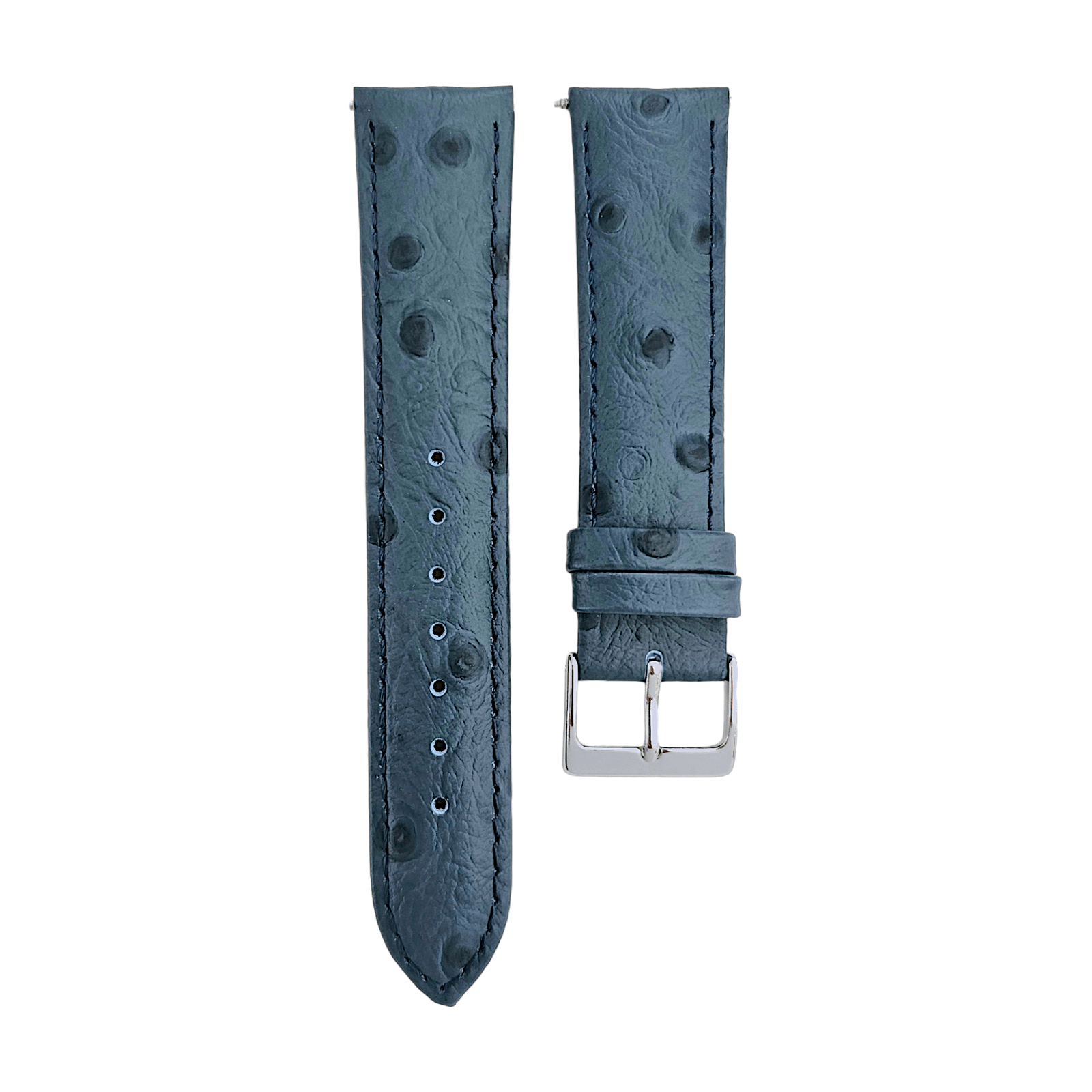 Premium Ostrich Grain Watch Strap Genuine Leather Red Brown Blue Black 18mm 20mm - Wrist Envy