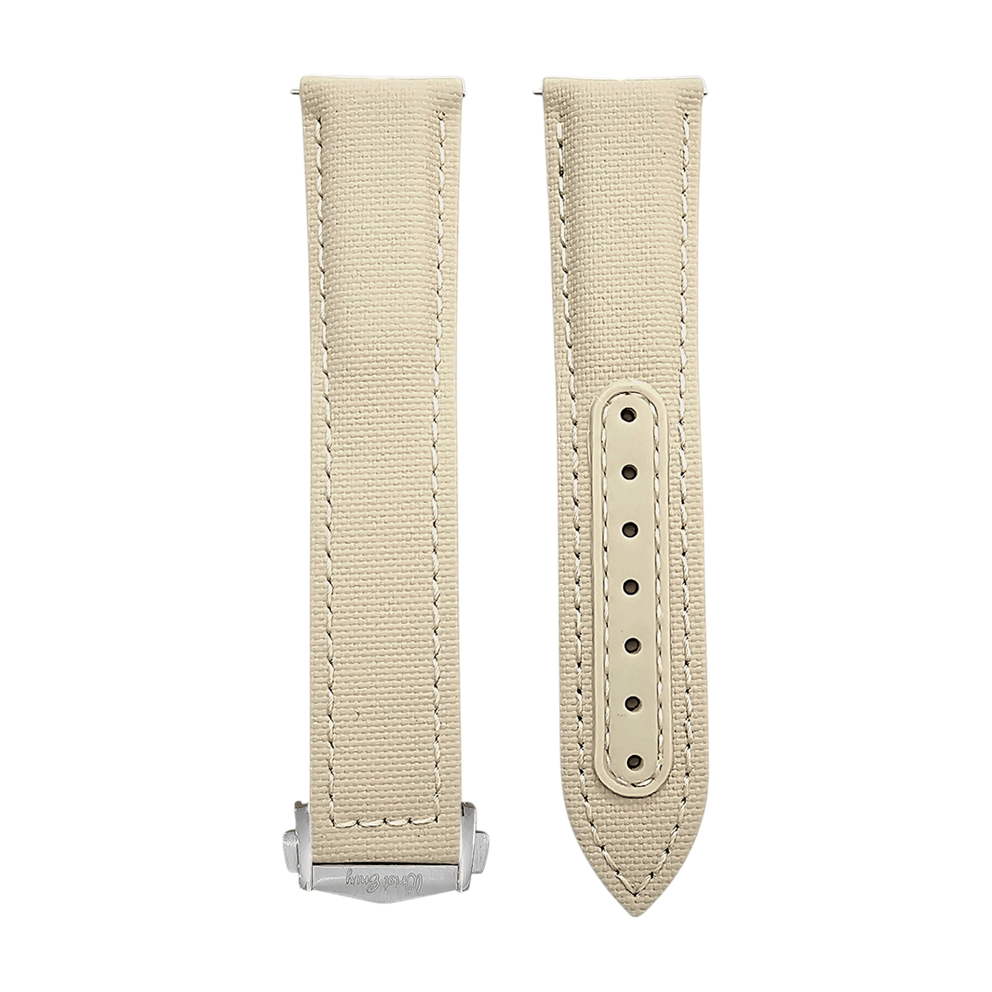 Premium Sailcloth Deployment Watch Strap 20mm 22mm Beige - Wrist Envy