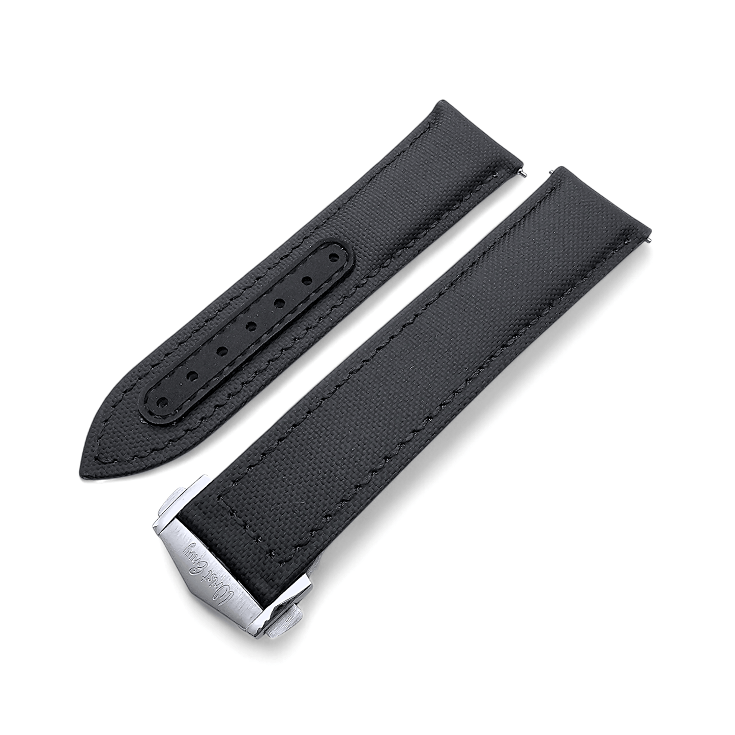 Premium Sailcloth Deployment Watch Strap 20mm 22mm Black - Wrist Envy