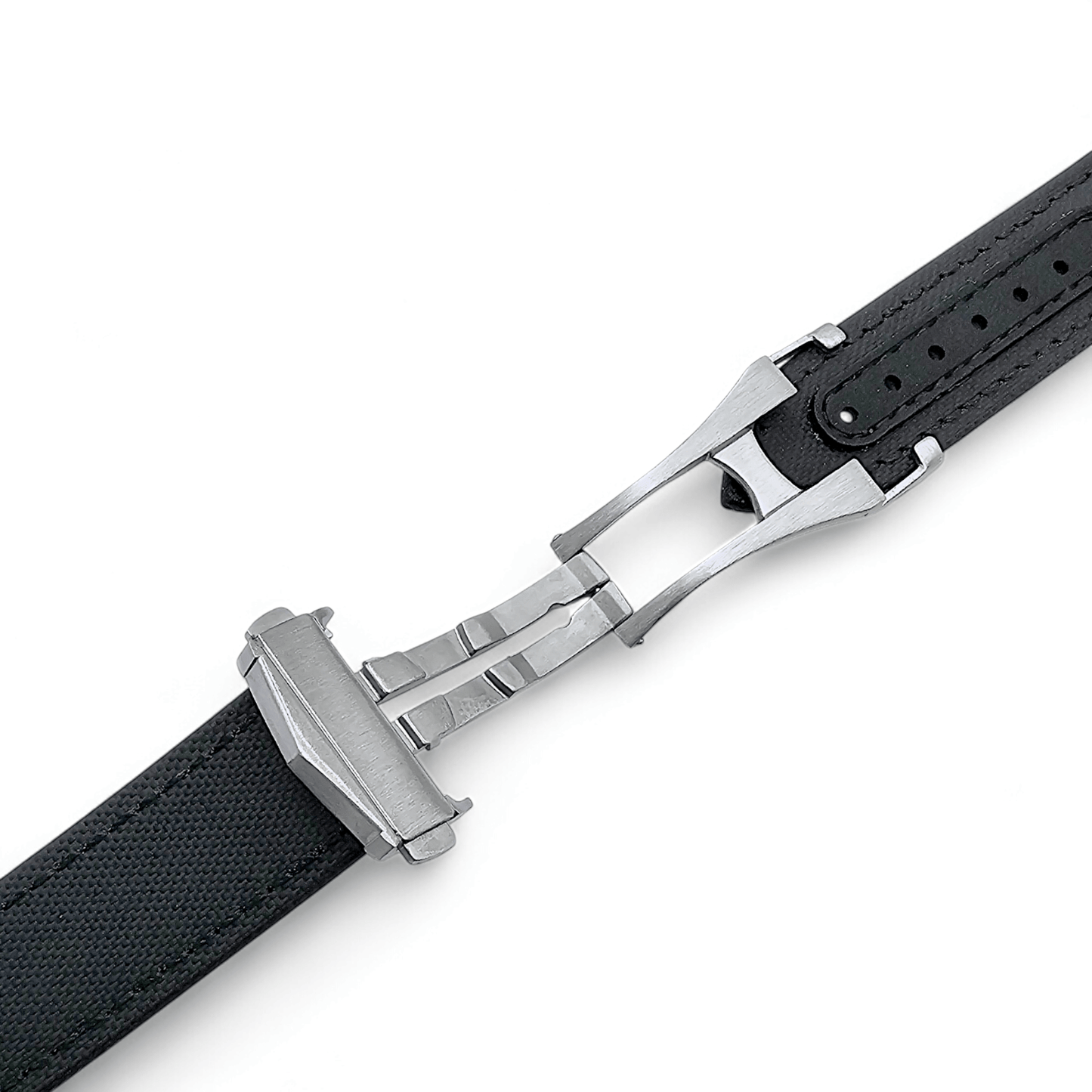 Premium Sailcloth Deployment Watch Strap 20mm 22mm Black - Wrist Envy