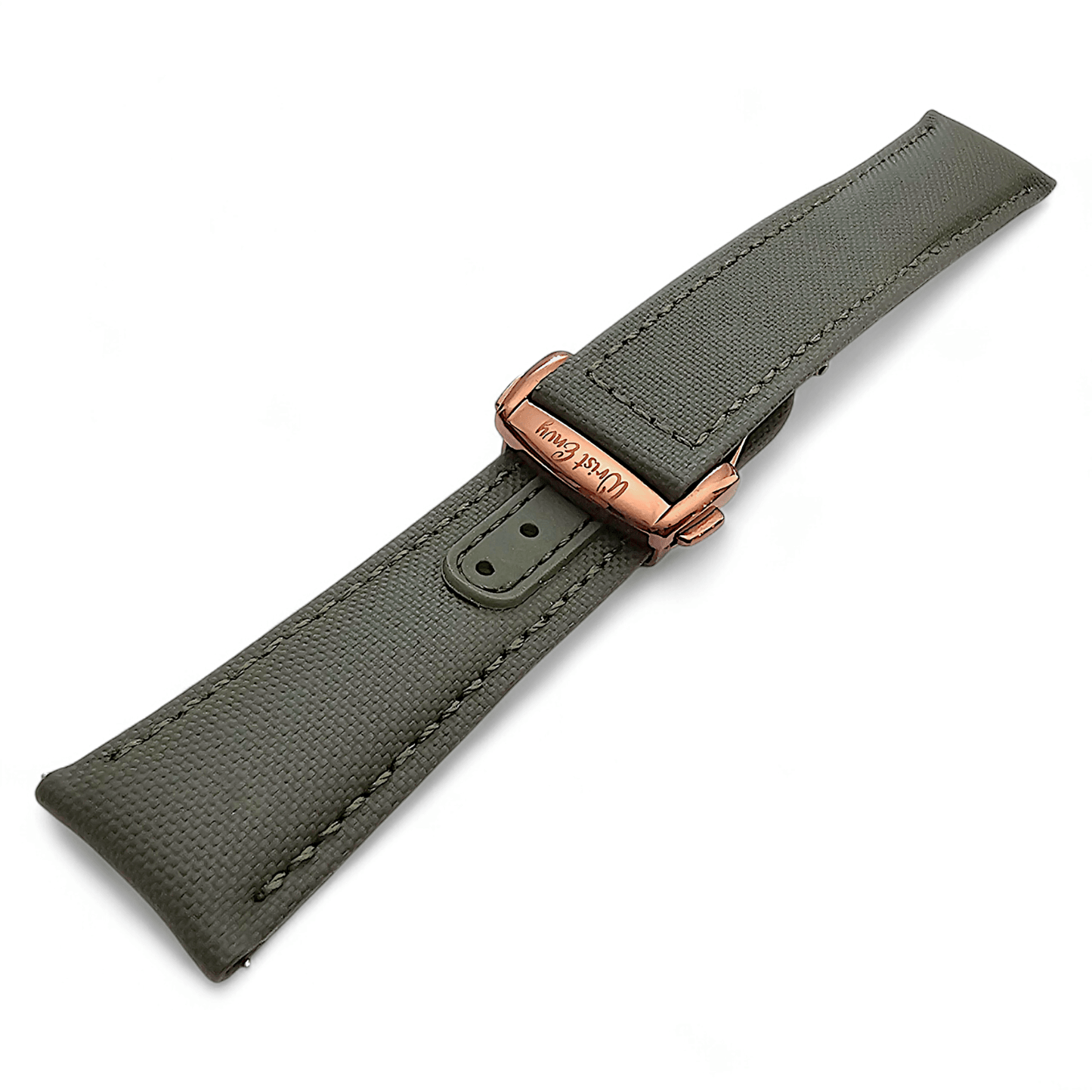 Premium Sailcloth Deployment Watch Strap 20mm 22mm Green - Wrist Envy