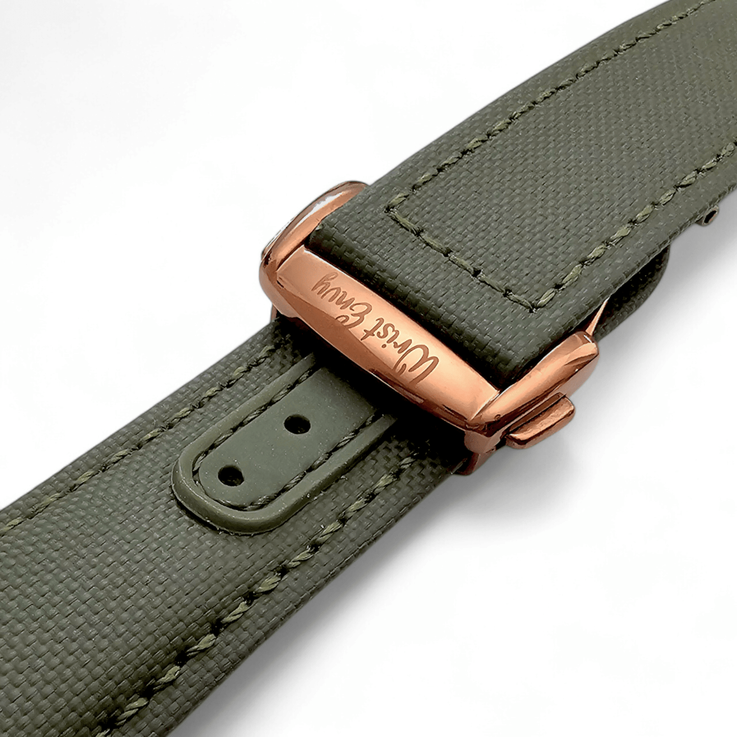 Premium Sailcloth Deployment Watch Strap 20mm 22mm Green - Wrist Envy