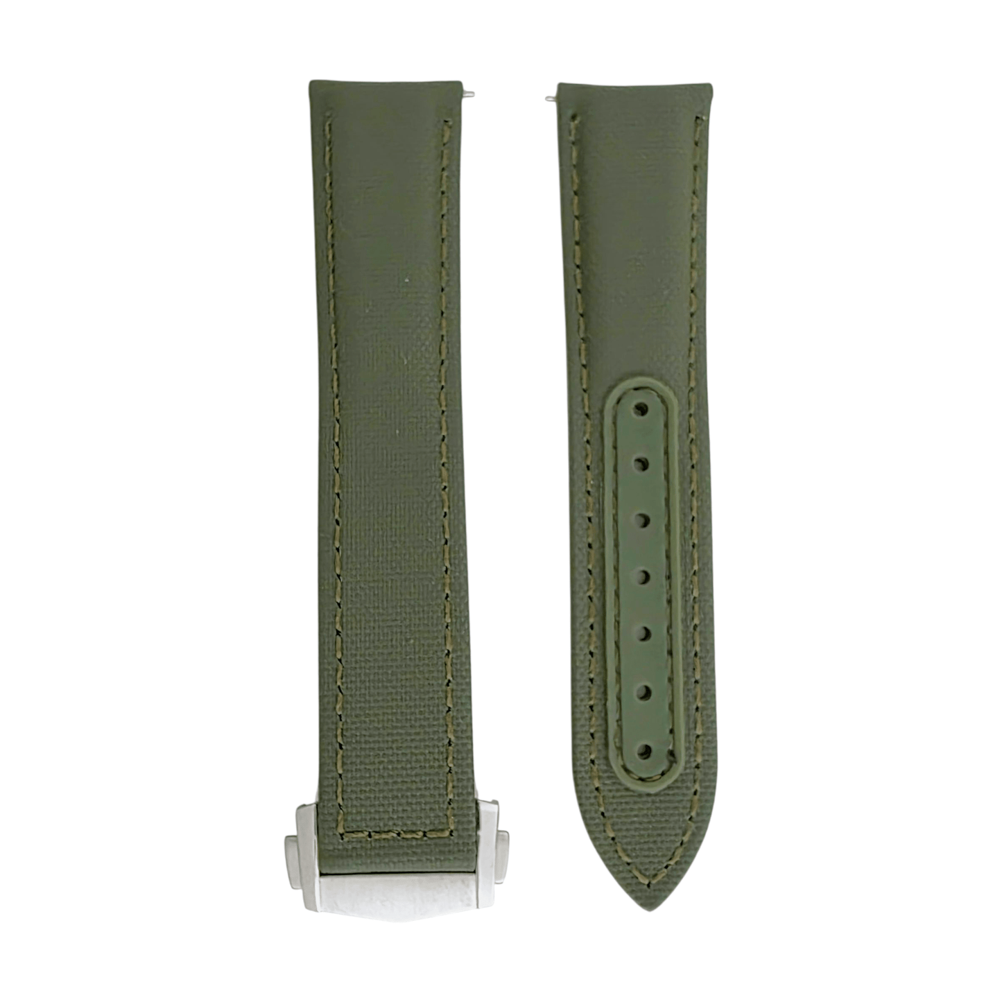Premium Sailcloth Deployment Watch Strap 20mm 22mm Green - Wrist Envy