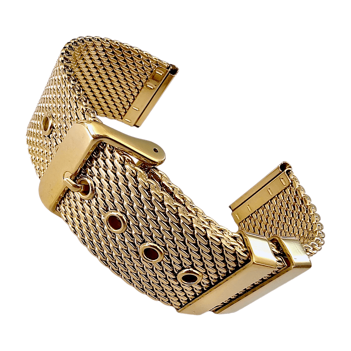 Premium Shark Mesh 2.5mm Thich Two Piece Milanese Heavy Gold Plated Watch Strap With Pins 18mm 20mm 22mm - Wrist Envy