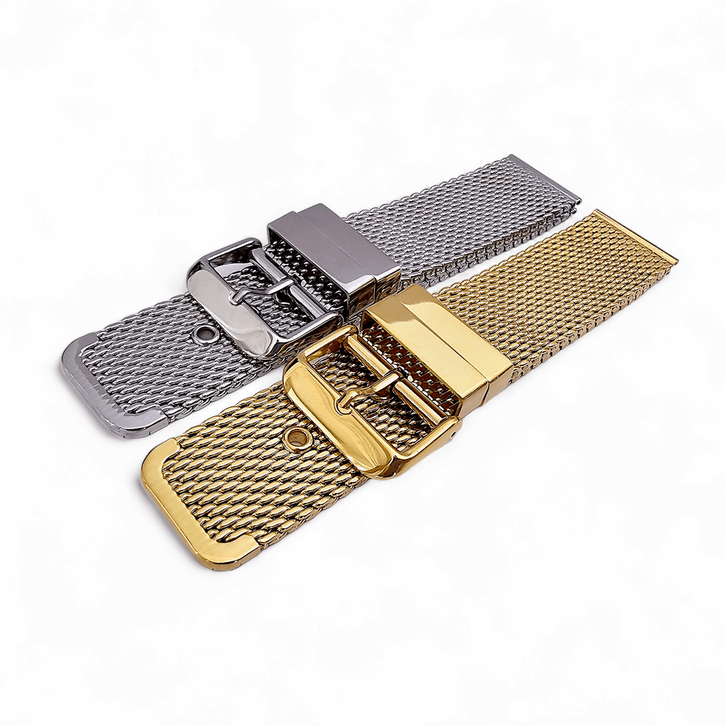 Premium Shark Mesh 2.5mm Thich Two Piece Milanese Heavy Gold Plated Watch Strap With Pins 18mm 20mm 22mm - Wrist Envy