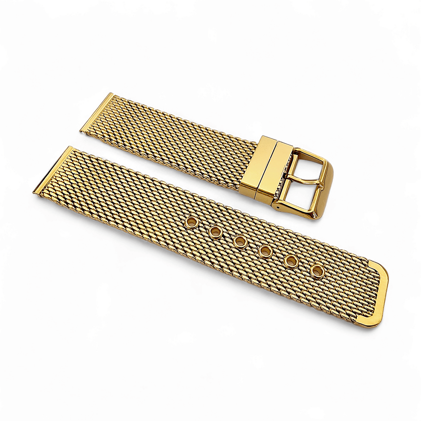 Premium Shark Mesh 2.5mm Thich Two Piece Milanese Heavy Gold Plated Watch Strap With Pins 18mm 20mm 22mm - Wrist Envy