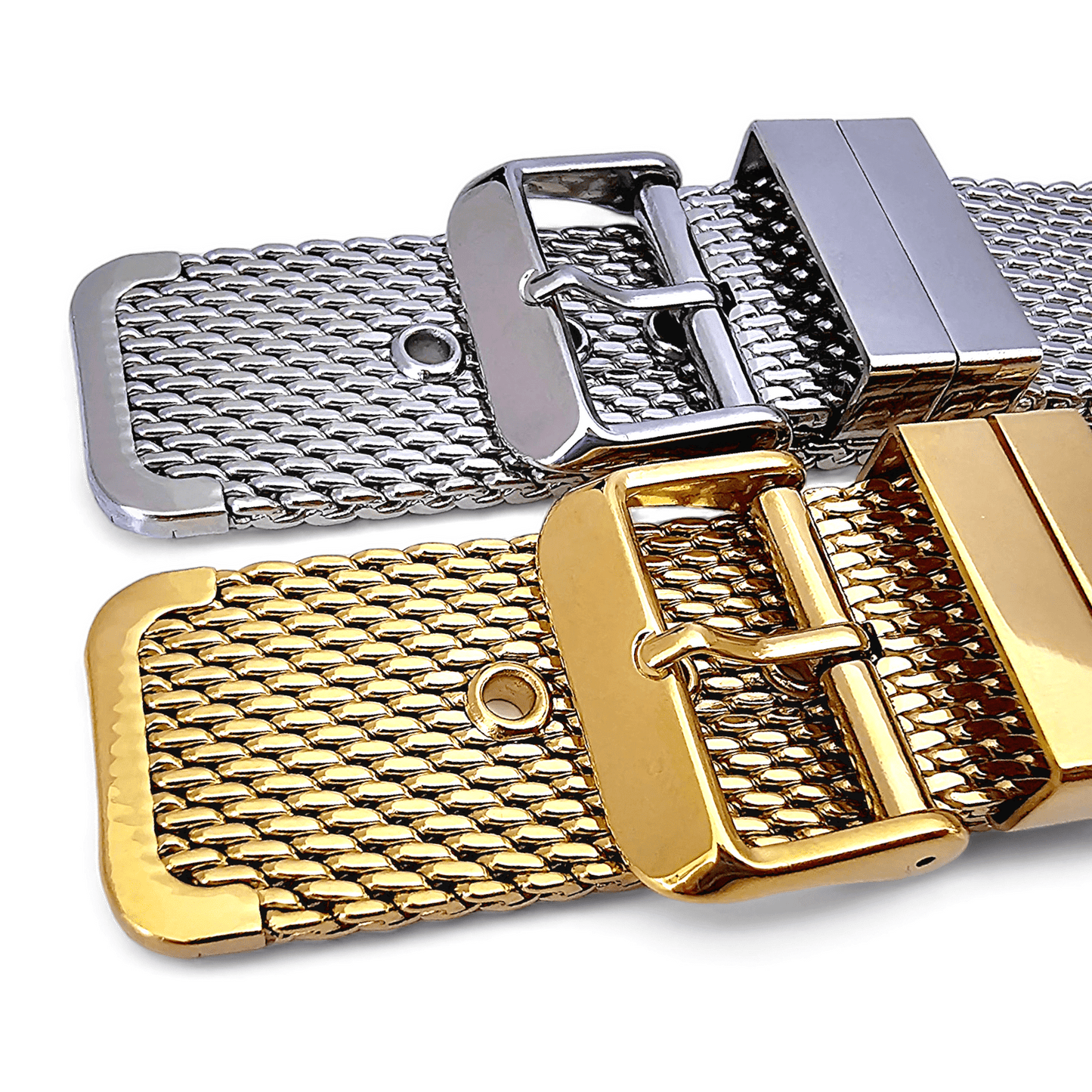 Premium Shark Mesh 2.5mm Thich Two Piece Milanese Heavy Gold Plated Watch Strap With Pins 18mm 20mm 22mm - Wrist Envy