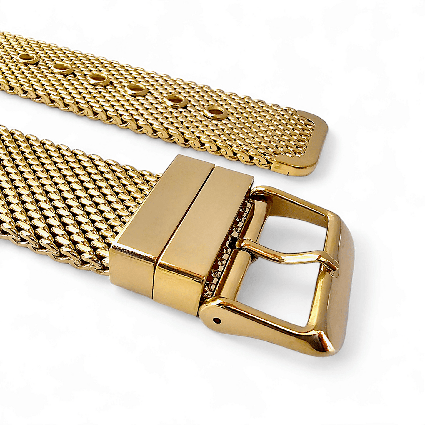 Premium Shark Mesh 2.5mm Thich Two Piece Milanese Heavy Gold Plated Watch Strap With Pins 18mm 20mm 22mm - Wrist Envy