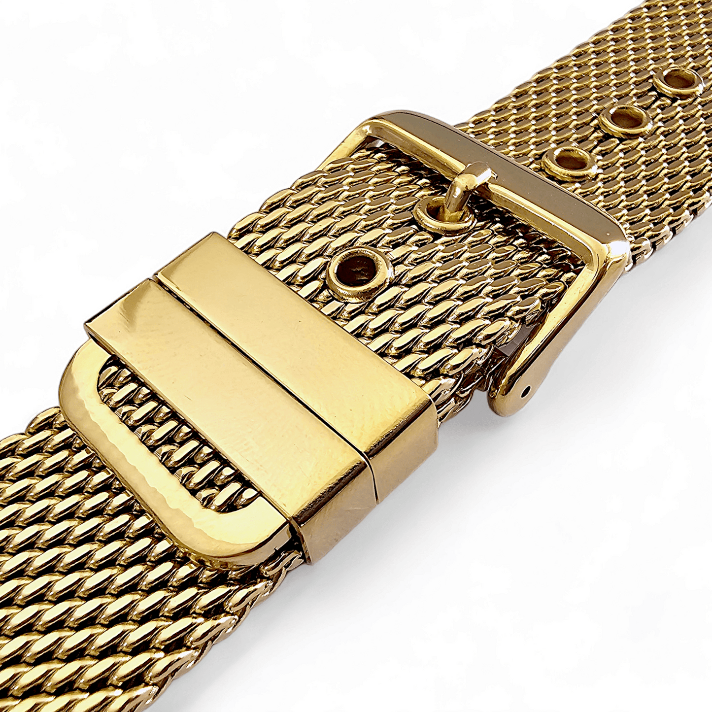 Premium Shark Mesh 2.5mm Thich Two Piece Milanese Heavy Gold Plated Watch Strap With Pins 18mm 20mm 22mm - Wrist Envy