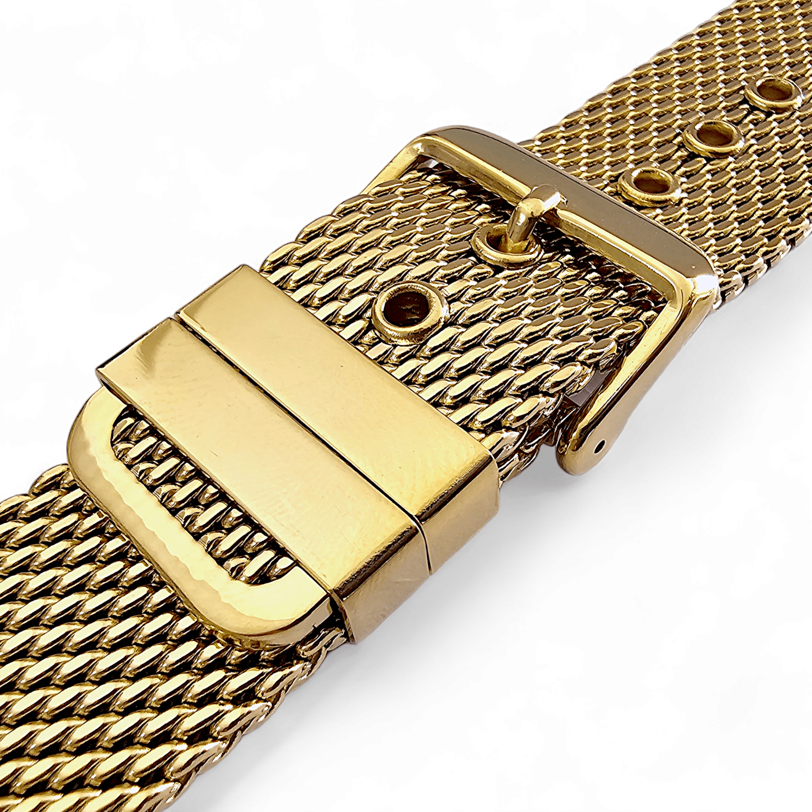 Premium Shark Mesh 2.5mm Thich Two Piece Milanese Heavy Gold Plated Watch Strap With Pins 18mm 20mm 22mm - Wrist Envy