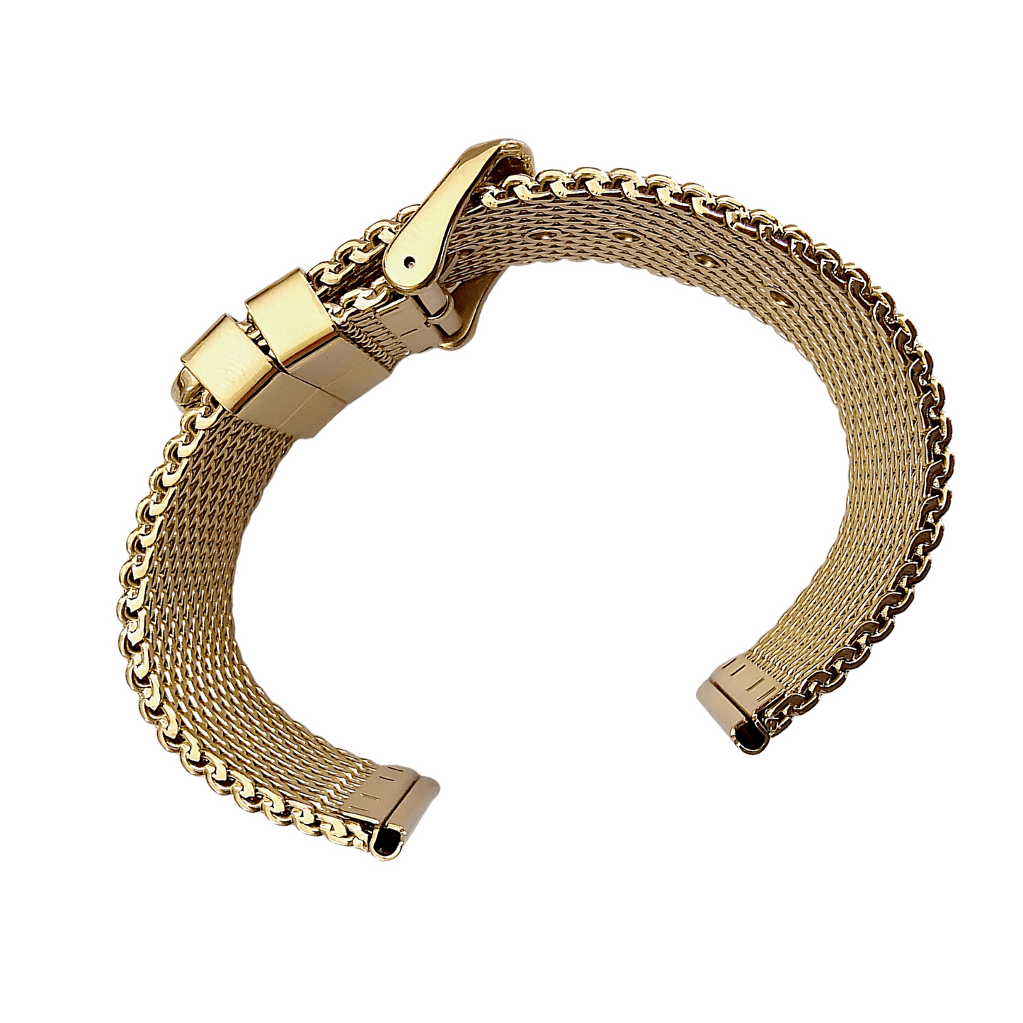 Premium Shark Mesh 2.5mm Thich Two Piece Milanese Heavy Gold Plated Watch Strap With Pins 18mm 20mm 22mm - Wrist Envy