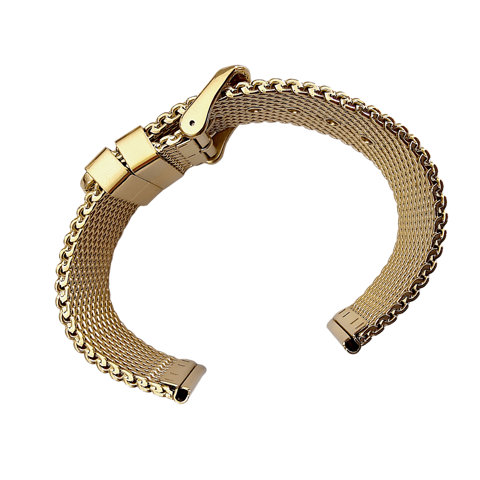 Premium Shark Mesh 2.5mm Thich Two Piece Milanese Heavy Gold Plated Watch Strap With Pins 18mm 20mm 22mm - Wrist Envy