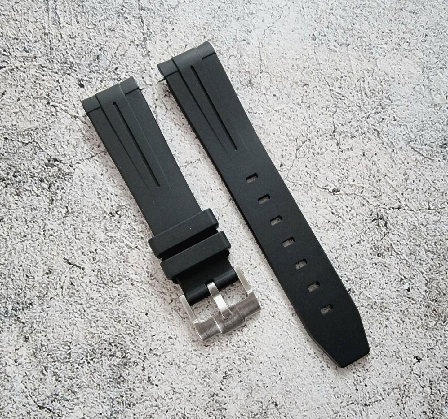 Premium Silicone Rubber Curved End Divers Watch Strap Band 20mm 21mm 22mm - Wrist Envy