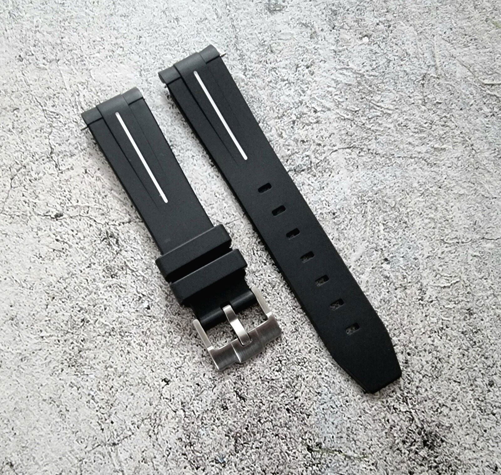 Premium Silicone Rubber Curved End Divers Watch Strap Band 20mm 21mm 22mm - Wrist Envy