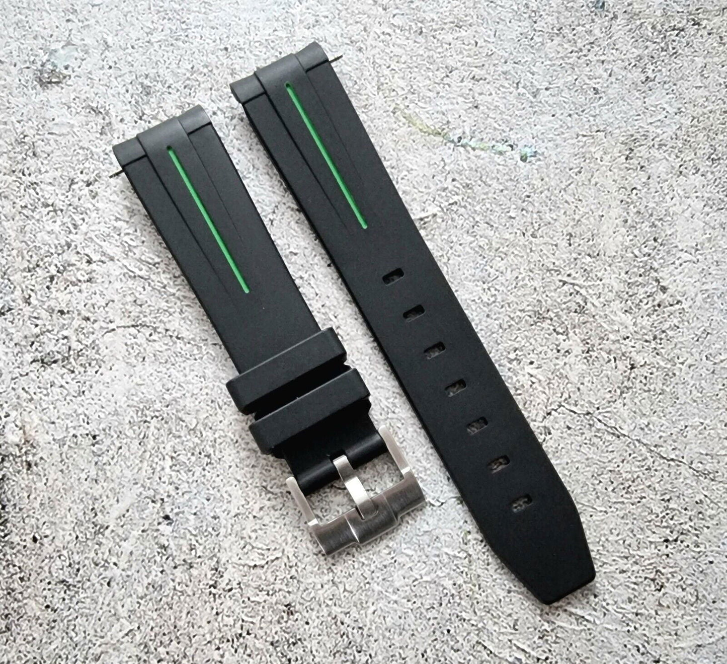 Premium Silicone Rubber Curved End Divers Watch Strap Band 20mm 21mm 22mm - Wrist Envy