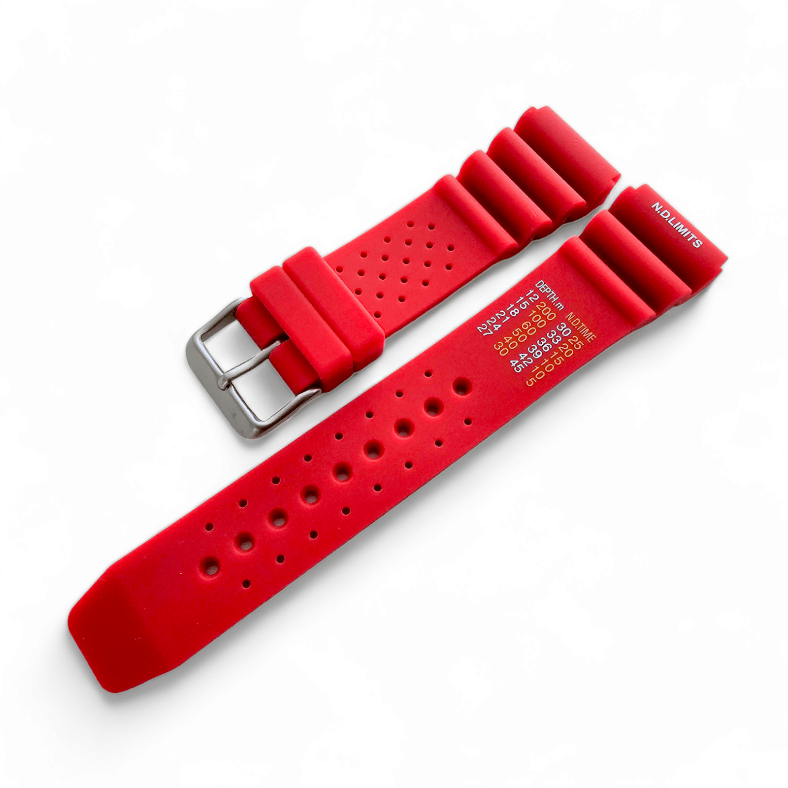 Premium Silicone Rubber ND Limits Divers Watch Strap Band 18mm 20mm 22mm 24mm Red - Wrist Envy