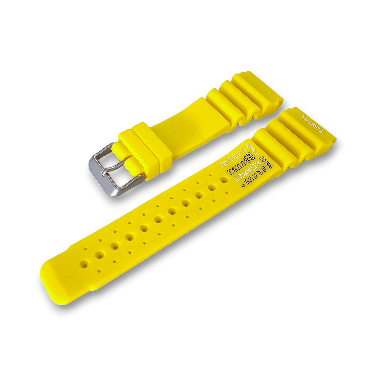 Premium Silicone Rubber ND Limits Divers Watch Strap Band 18mm 20mm 22mm 24mm Yellow - Wrist Envy