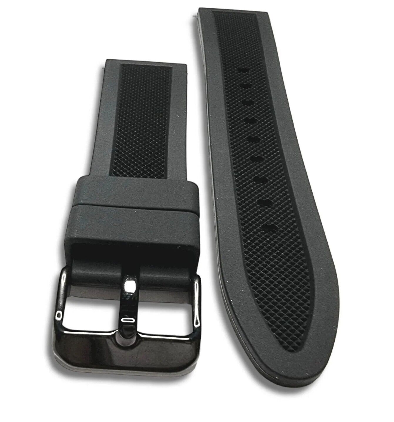Premium Silicone Rubber Textured Watch Strap Band Soft 18mm 20mm 22mm 24mm Black - Wrist Envy