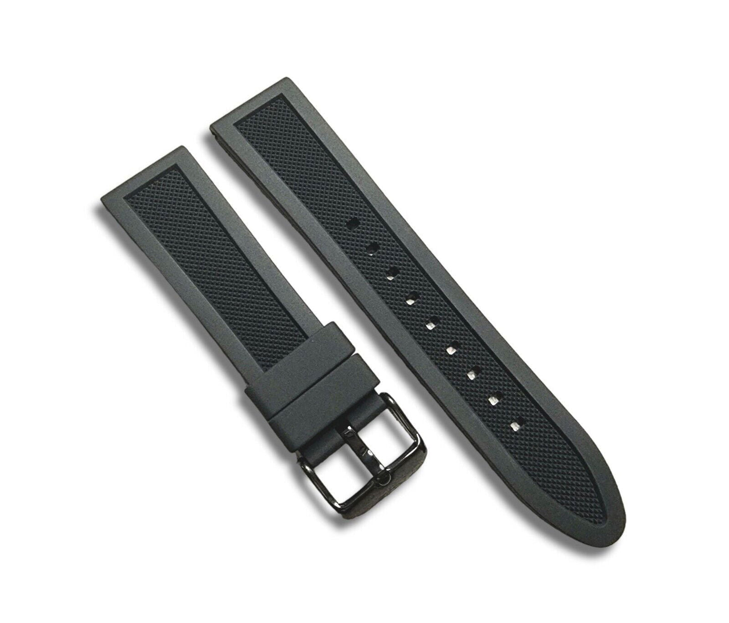 Premium Silicone Rubber Textured Watch Strap Band Soft 18mm 20mm 22mm 24mm Black - Wrist Envy