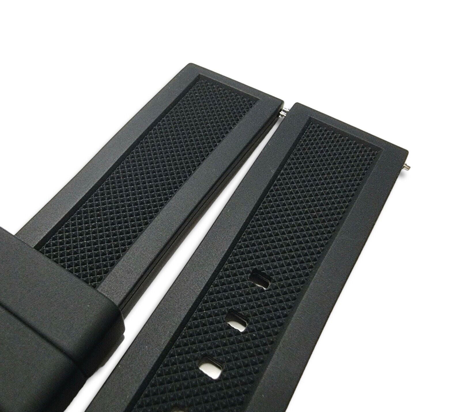 Premium Silicone Rubber Textured Watch Strap Band Soft 18mm 20mm 22mm 24mm Black - Wrist Envy