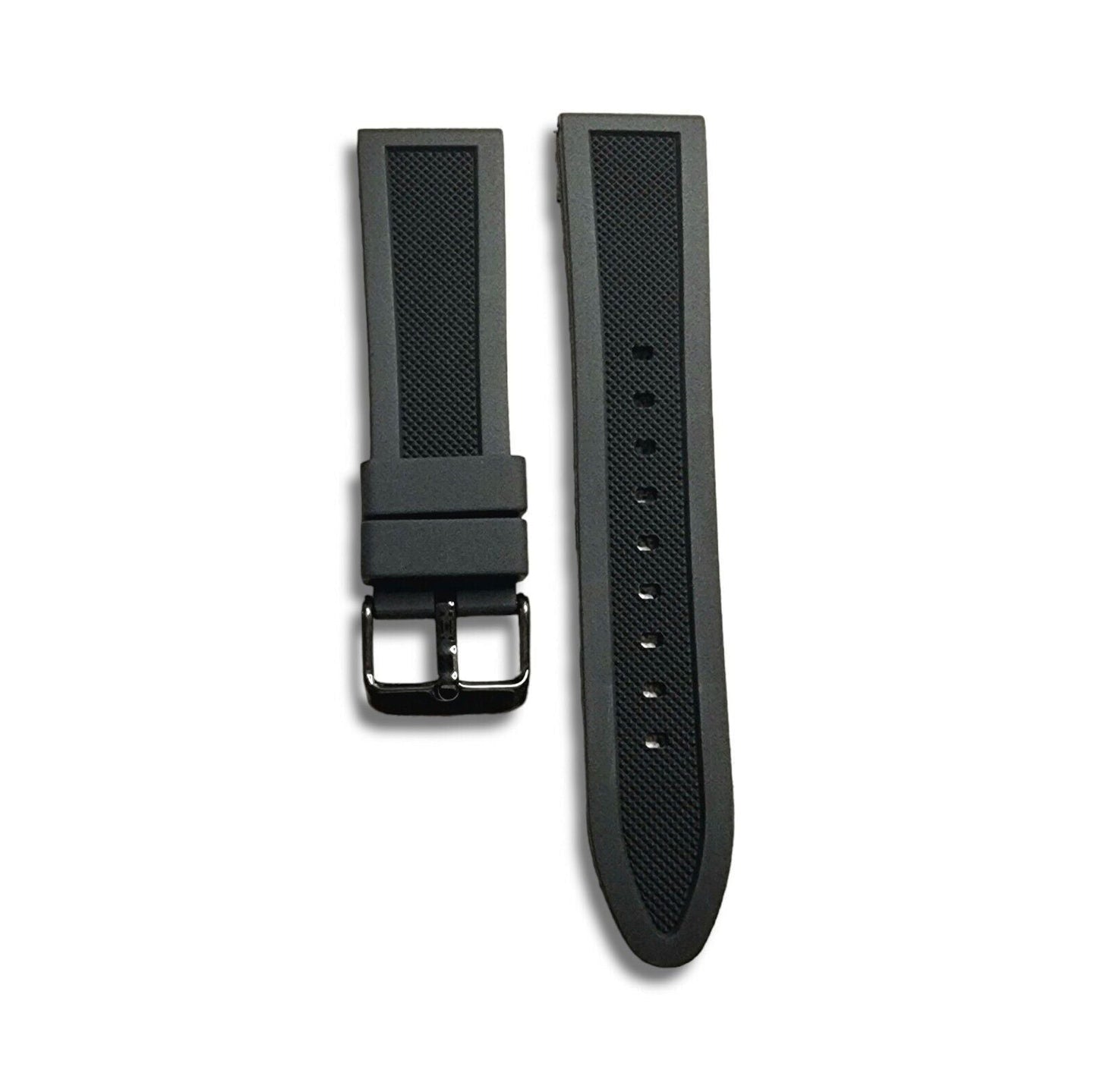 Premium Silicone Rubber Textured Watch Strap Band Soft 18mm 20mm 22mm 24mm Black - Wrist Envy