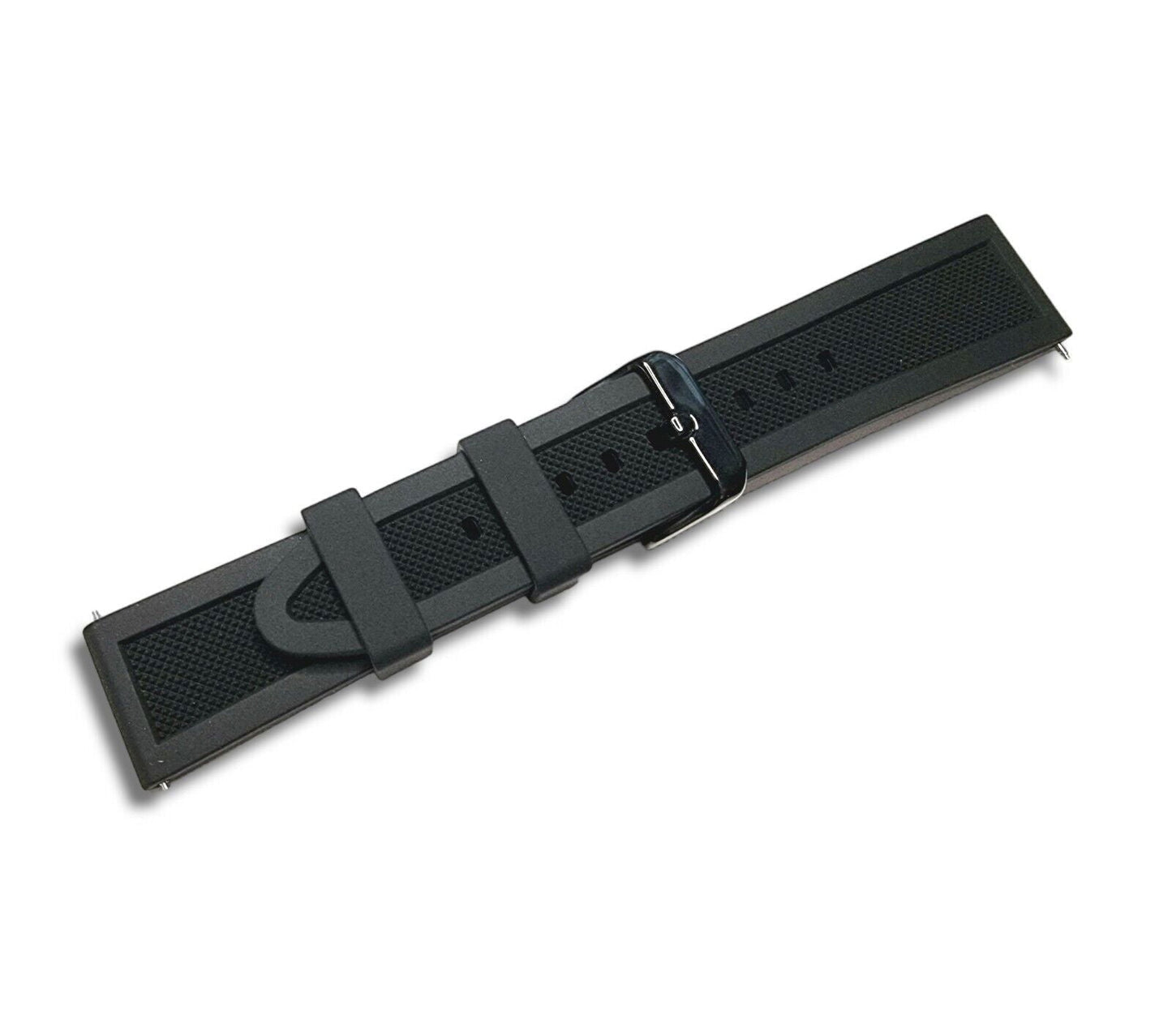 Premium Silicone Rubber Textured Watch Strap Band Soft 18mm 20mm 22mm 24mm Black - Wrist Envy