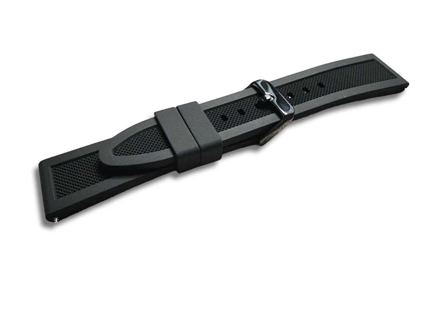 Premium Silicone Rubber Textured Watch Strap Band Soft 18mm 20mm 22mm 24mm Black - Wrist Envy
