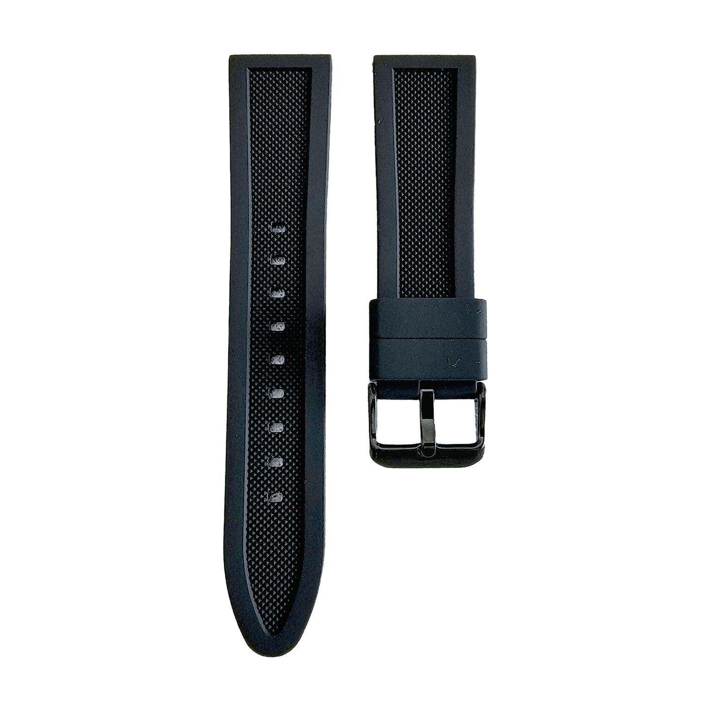 Premium Silicone Rubber Textured Watch Strap Band Soft 18mm 20mm 22mm 24mm Black - Wrist Envy