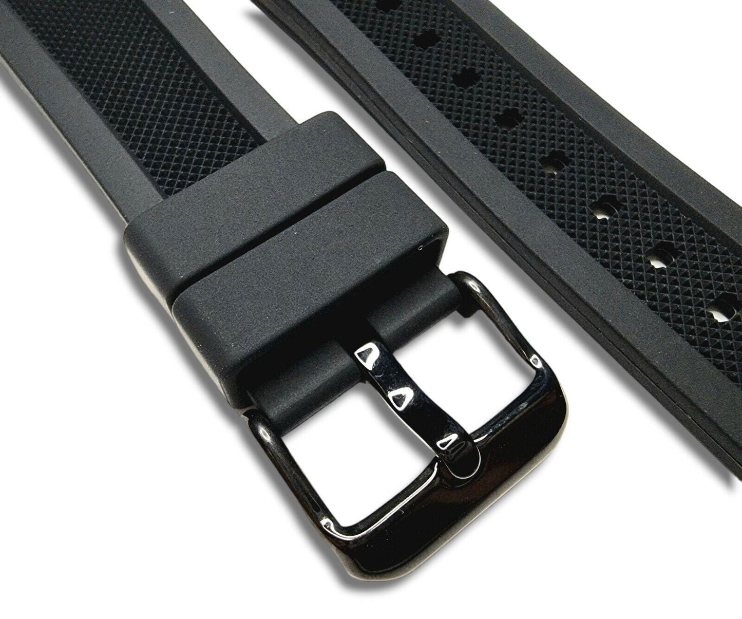 Premium Silicone Rubber Textured Watch Strap Band Soft 18mm 20mm 22mm 24mm Black - Wrist Envy