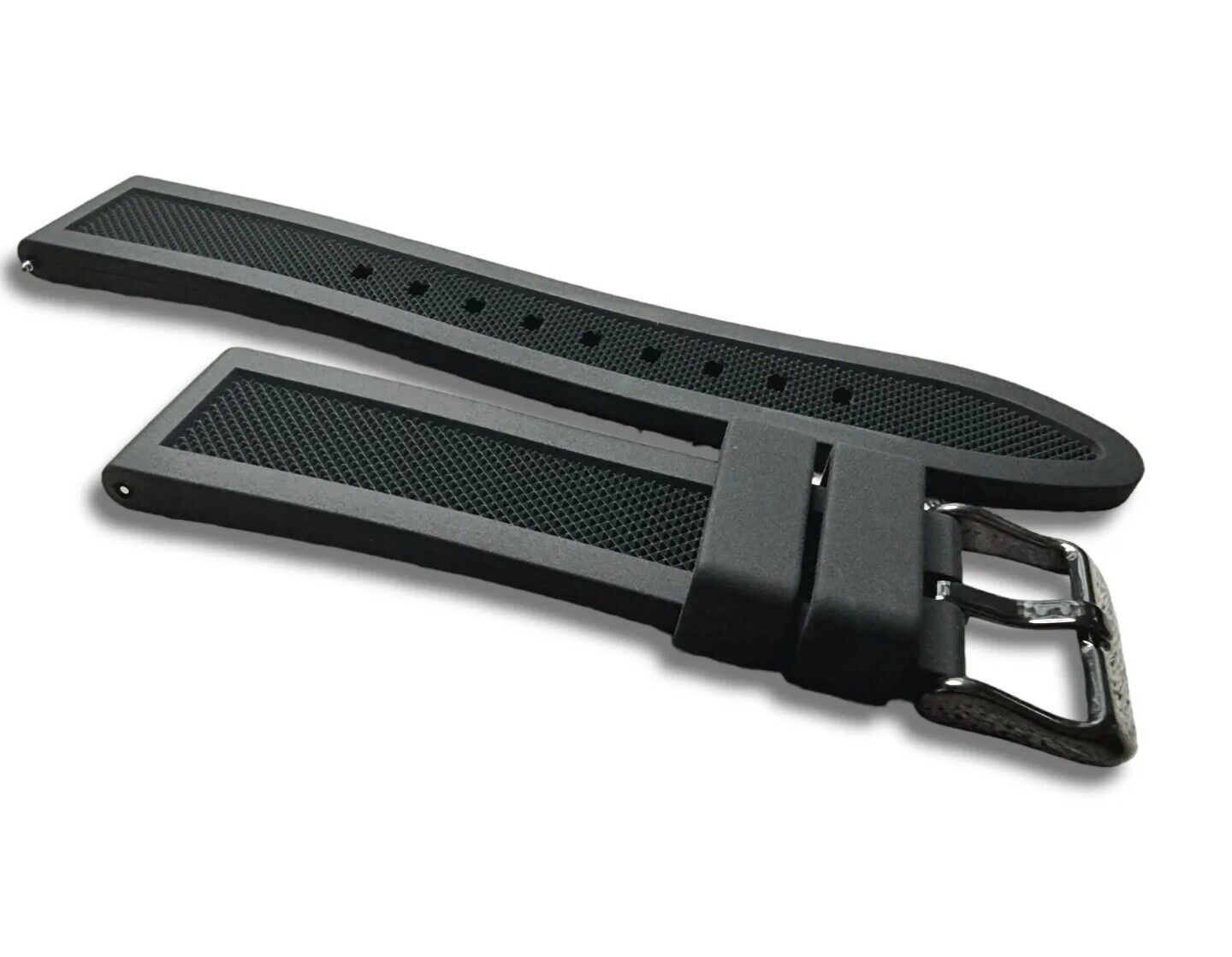 Premium Silicone Rubber Textured Watch Strap Band Soft 18mm 20mm 22mm 24mm Black - Wrist Envy
