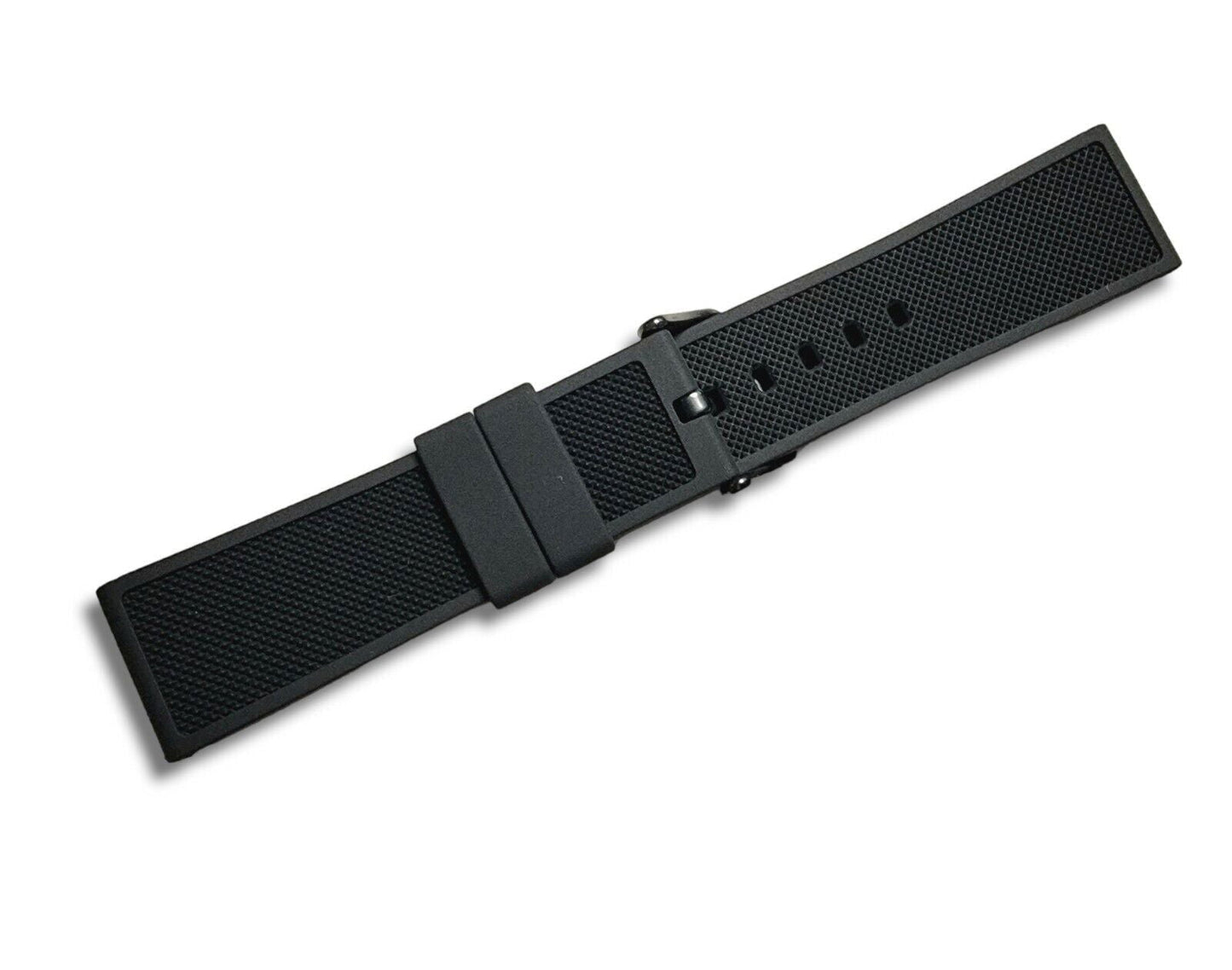 Premium Silicone Rubber Textured Watch Strap Band Soft 18mm 20mm 22mm 24mm Black - Wrist Envy