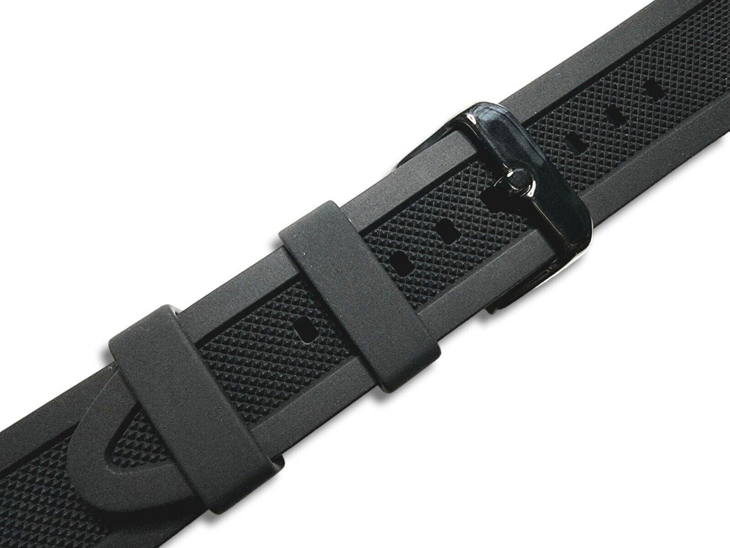 Premium Silicone Rubber Textured Watch Strap Band Soft 18mm 20mm 22mm 24mm Black - Wrist Envy