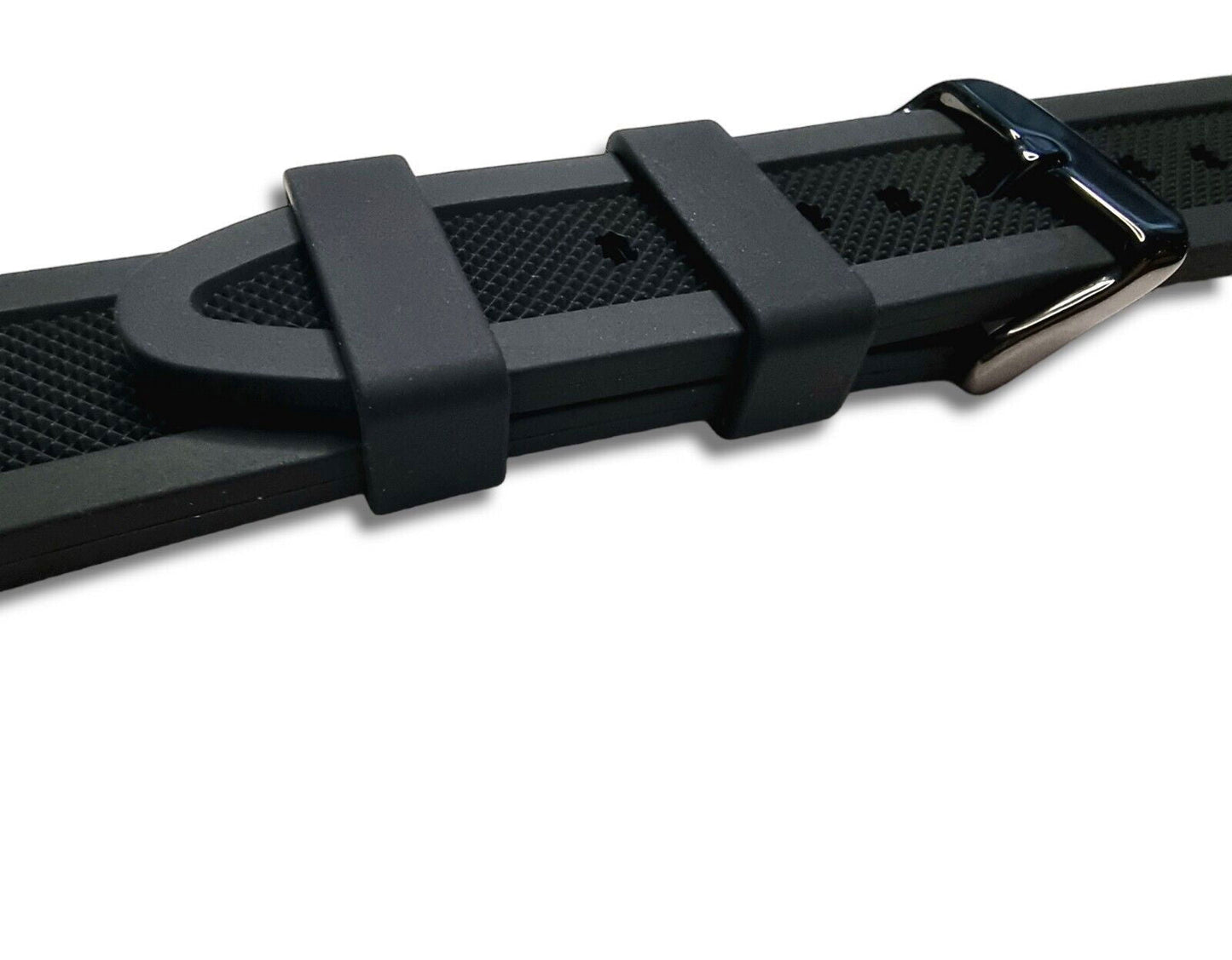 Premium Silicone Rubber Textured Watch Strap Band Soft 18mm 20mm 22mm 24mm Black - Wrist Envy